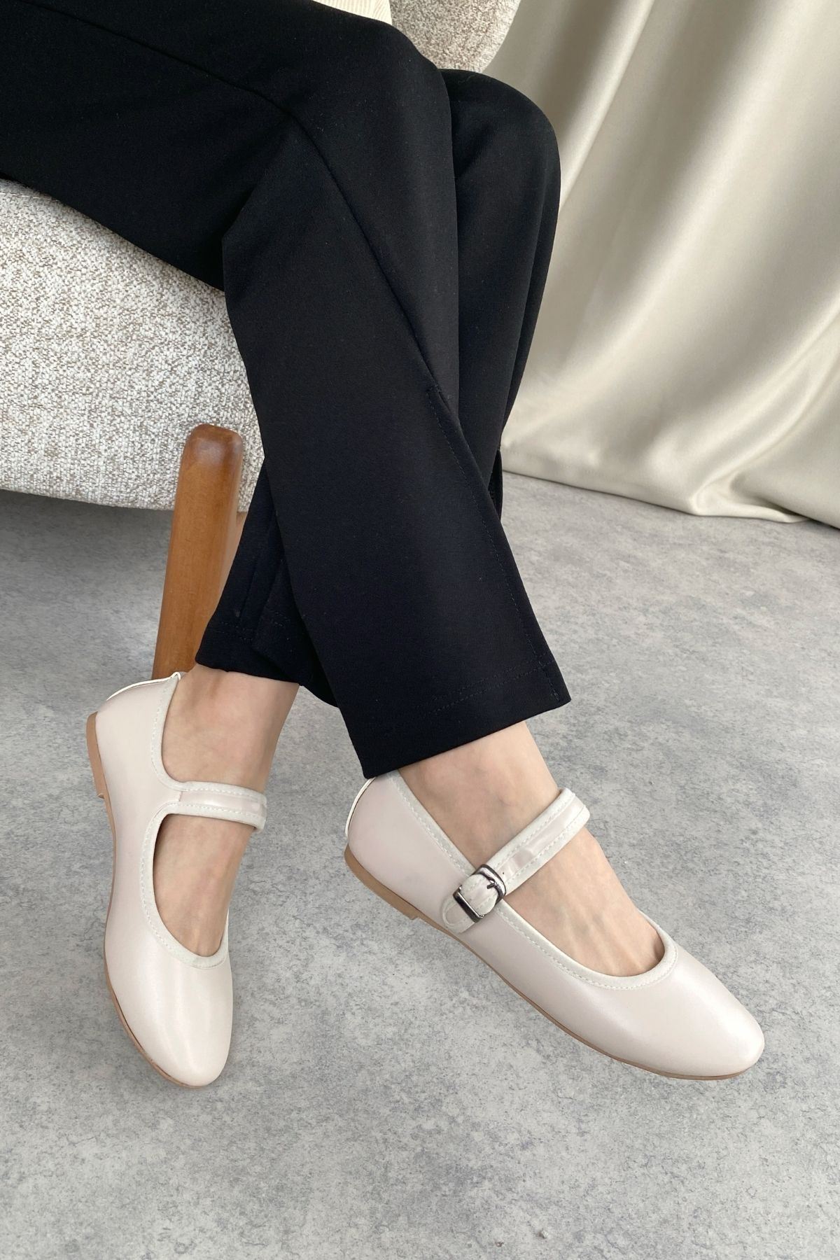 Kadın Vavin Babet Ayakkabı - Ten Deri