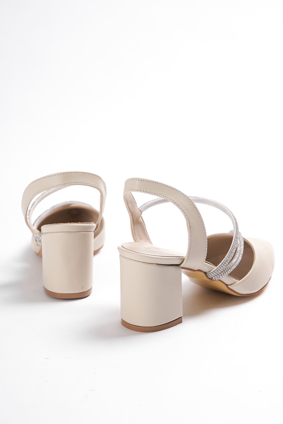 Kadın Orlia Taşlı Topuklu Ayakkabı - Ten Deri