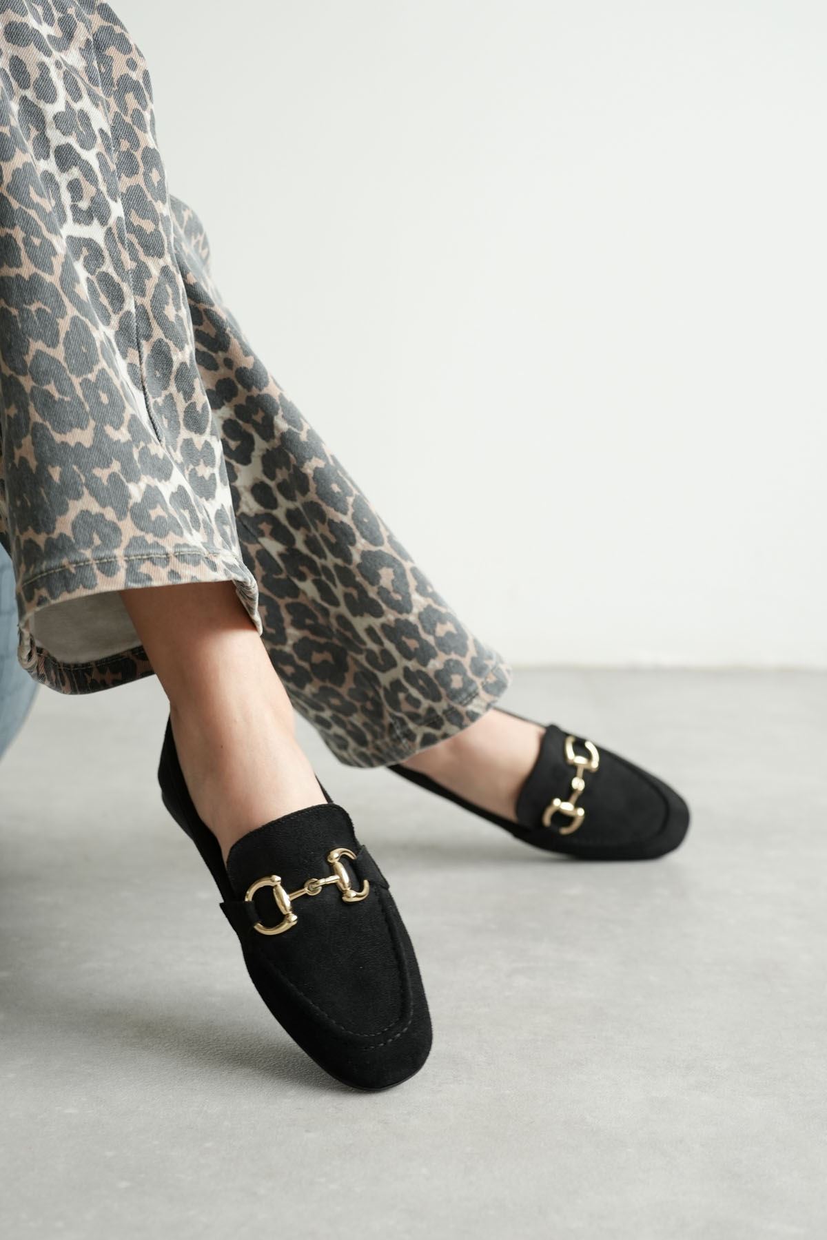 Kadın Pixo Düz Taban Babet - Siyah Süet