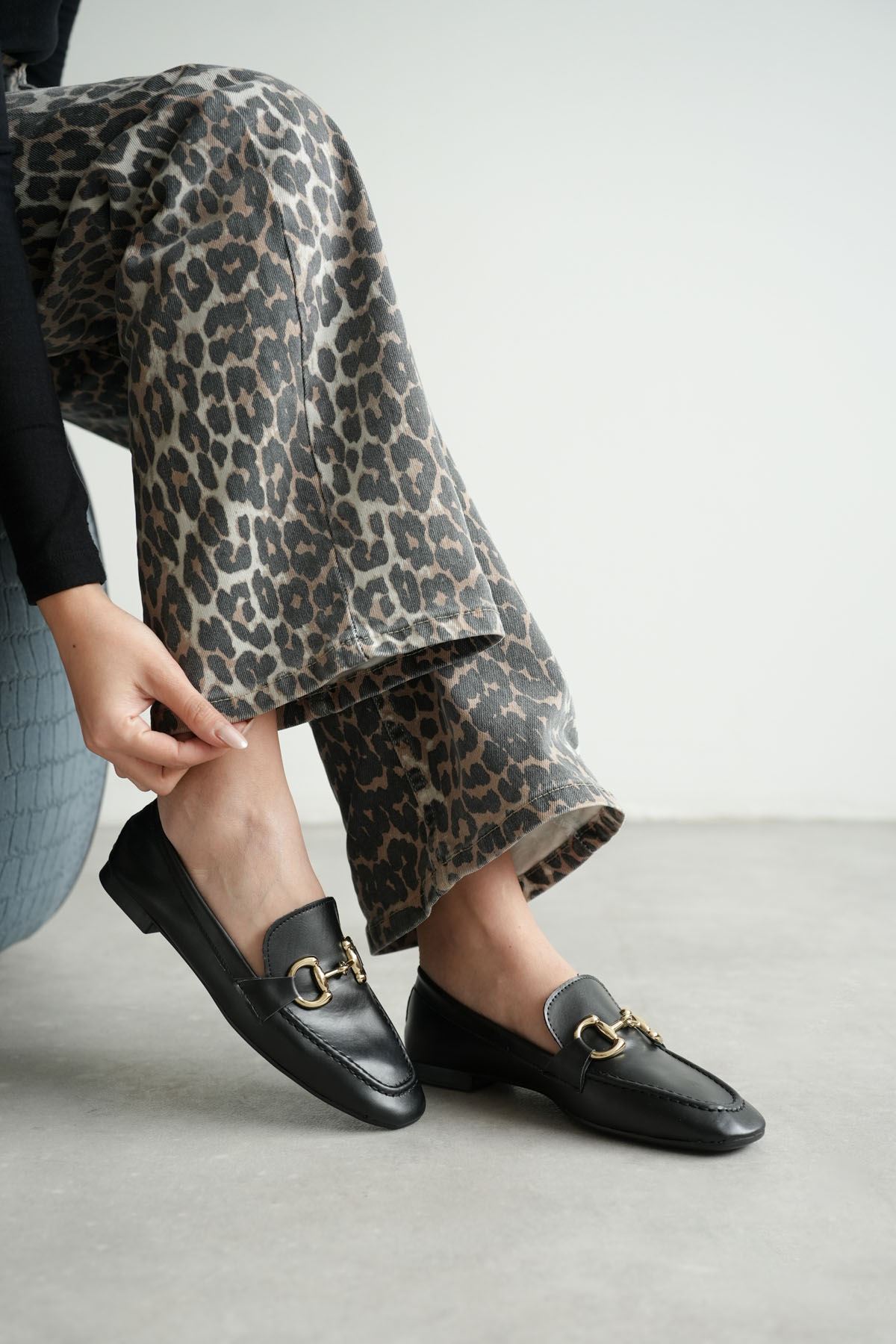 Kadın Pixo Düz Taban Babet - siyah-deri