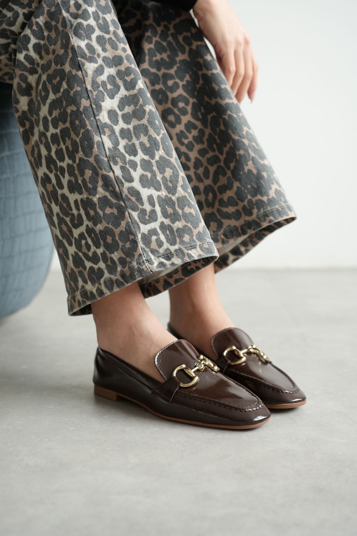 Kadın Pixo Düz Taban Babet - Kahve-Rugan