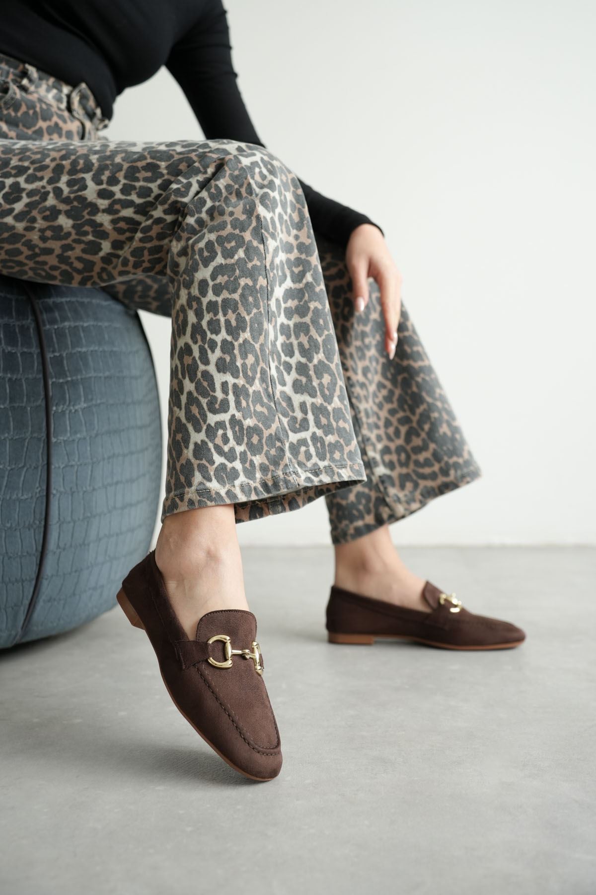 Kadın Pixo Düz Taban Babet - Kahve-Süet