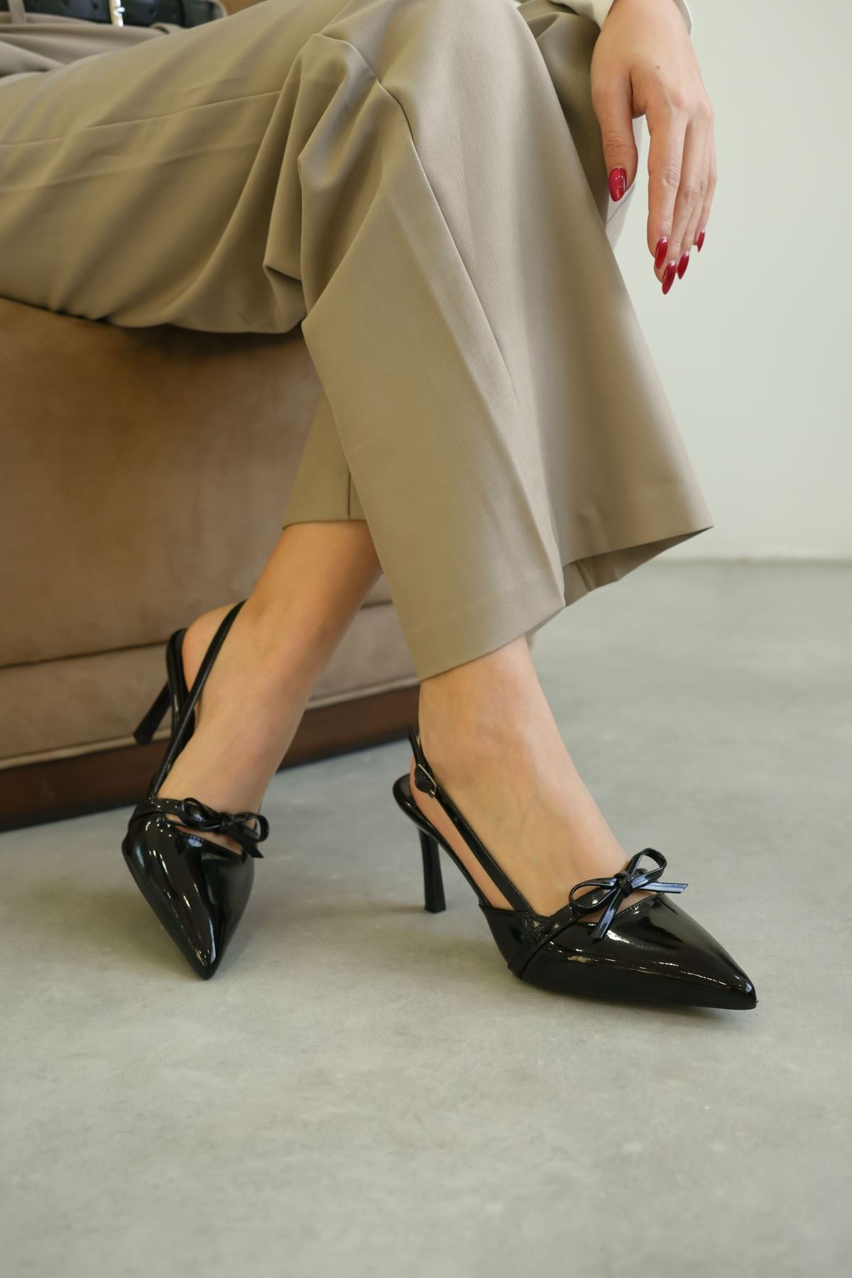 Kadın Sinco Fiyonklu Topuklu Ayakkabı - siyah-rugan