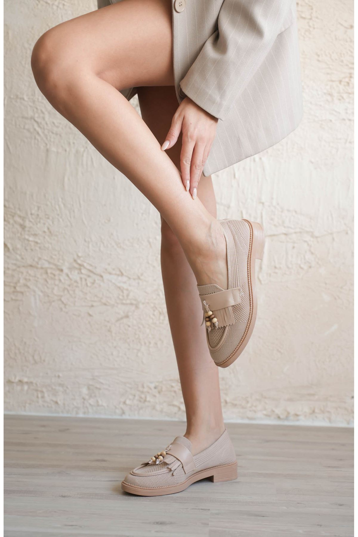 Kadın Ojox Püsküllü Loafer  - Nude