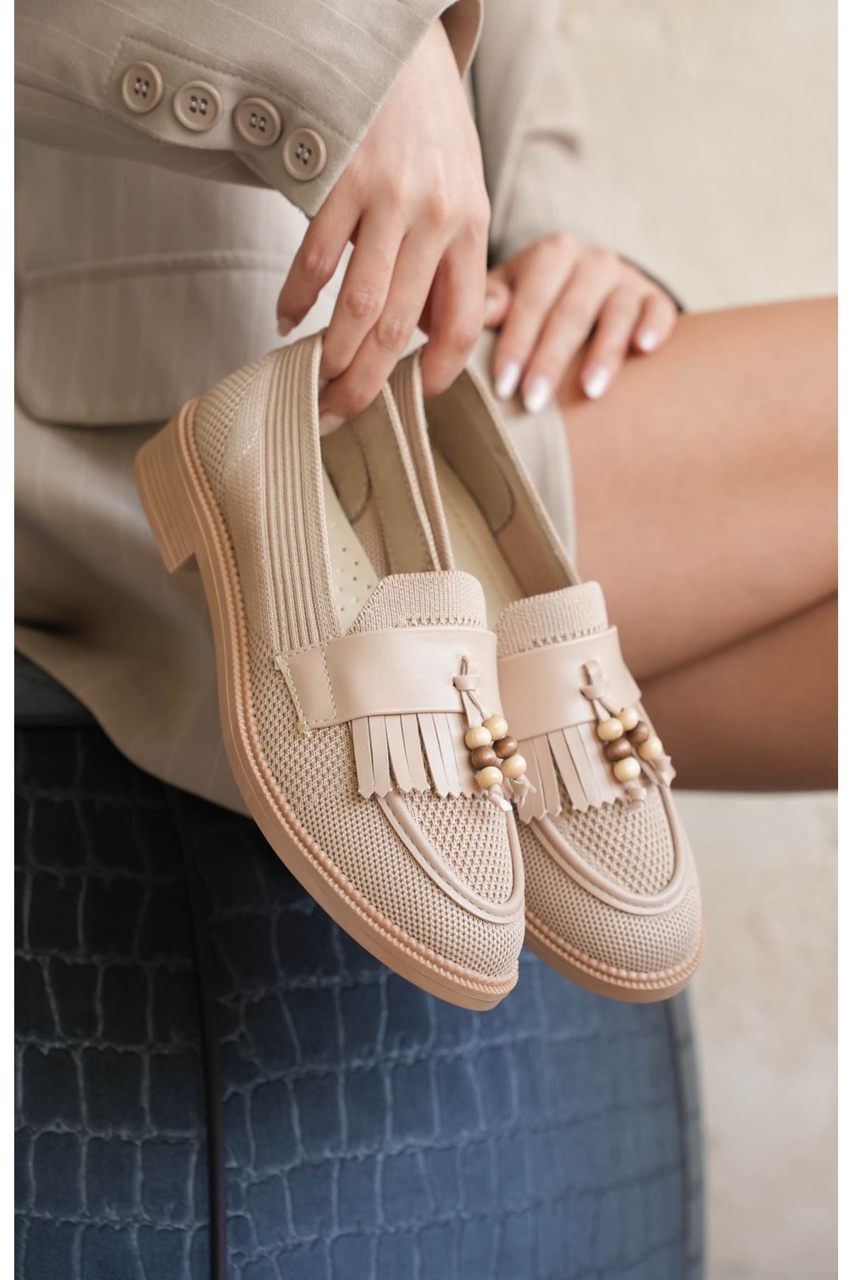 Kadın Ojox Püsküllü Loafer  - Nude