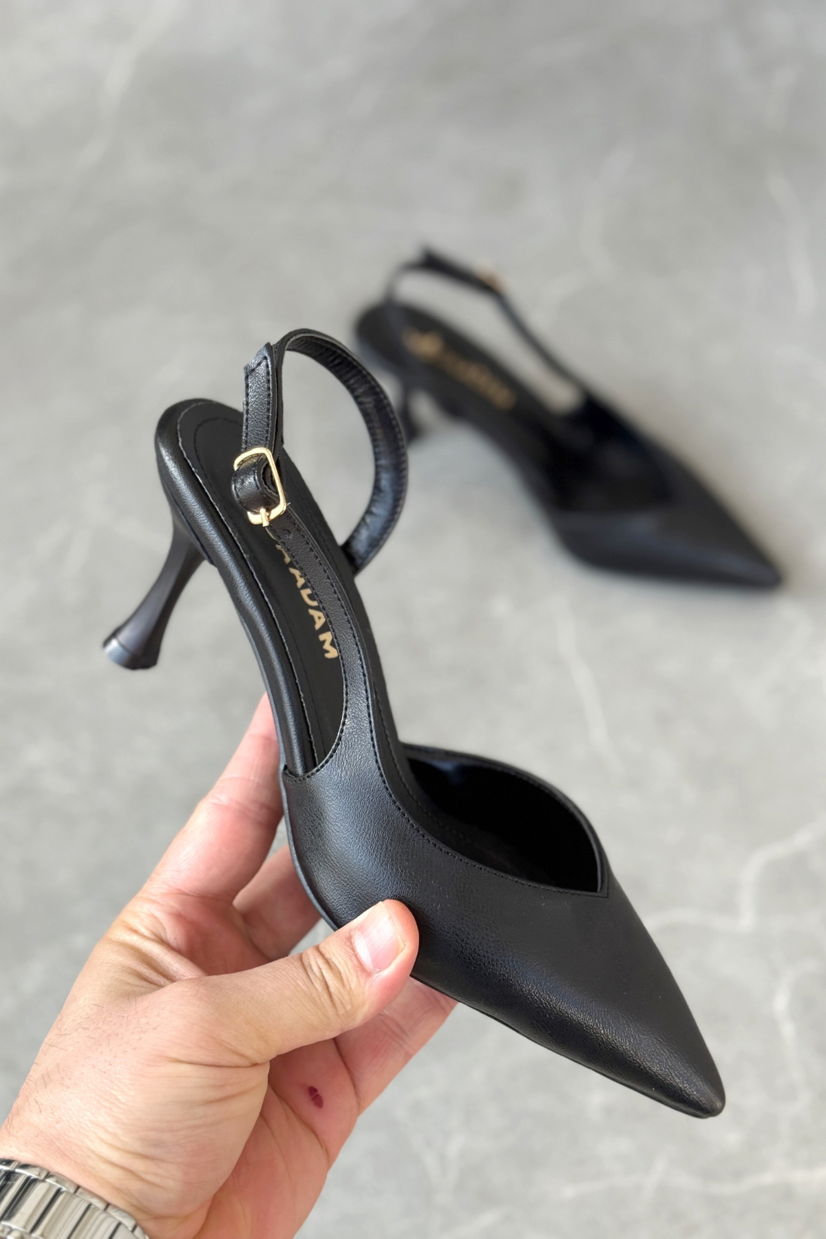 Kadın Eleni İnce Topuklu Ayakkabı - siyah-deri