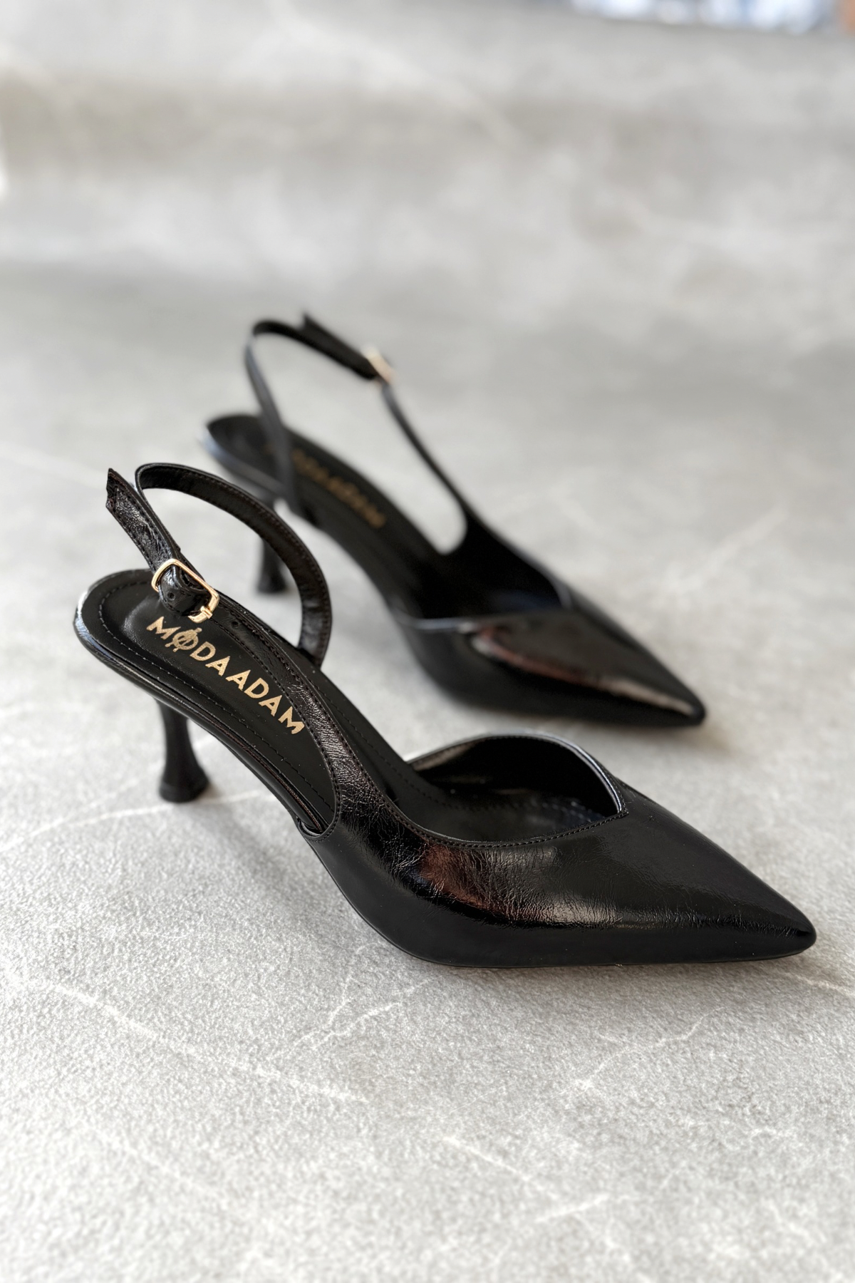 Kadın Eleni İnce Topuklu Ayakkabı - siyah-rugan