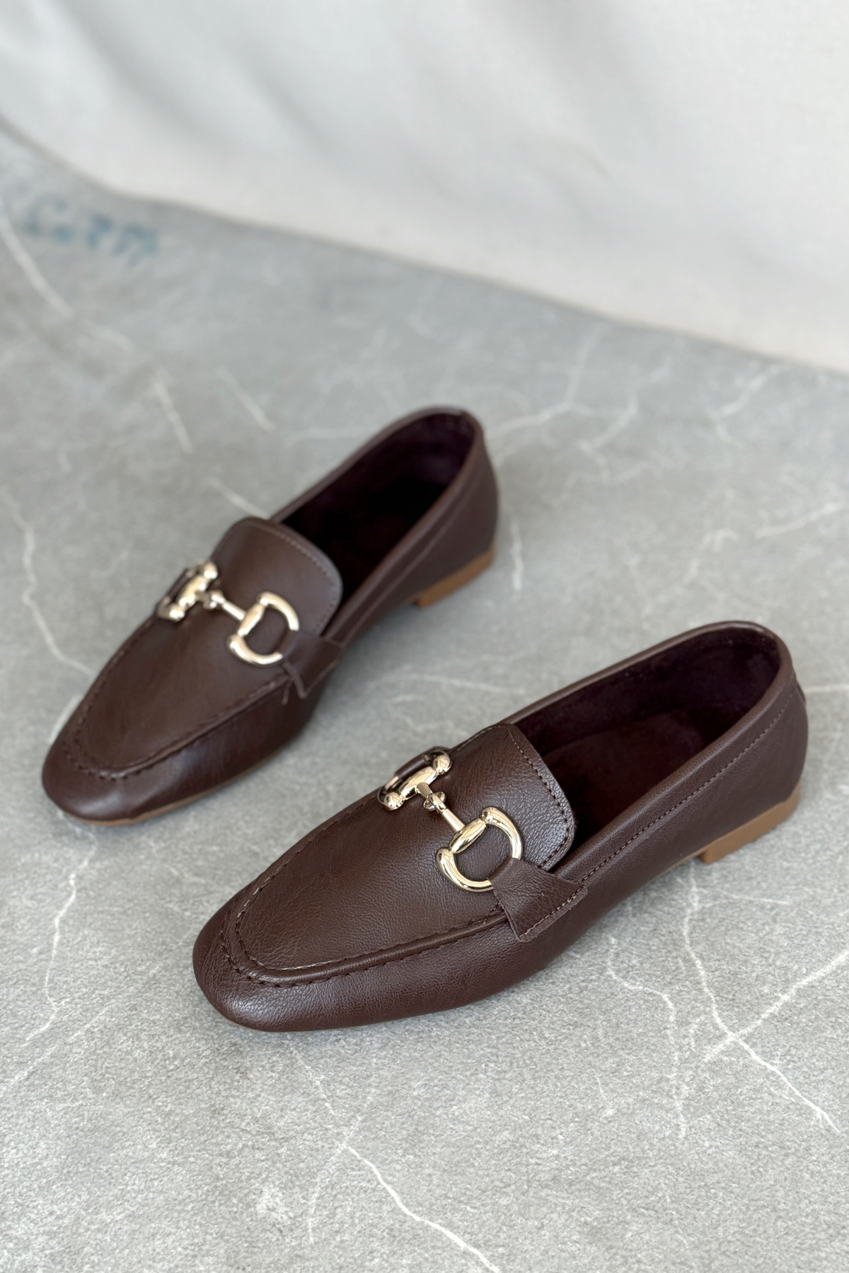 Kadın Pixo Düz Taban Babet - Kahve-Deri