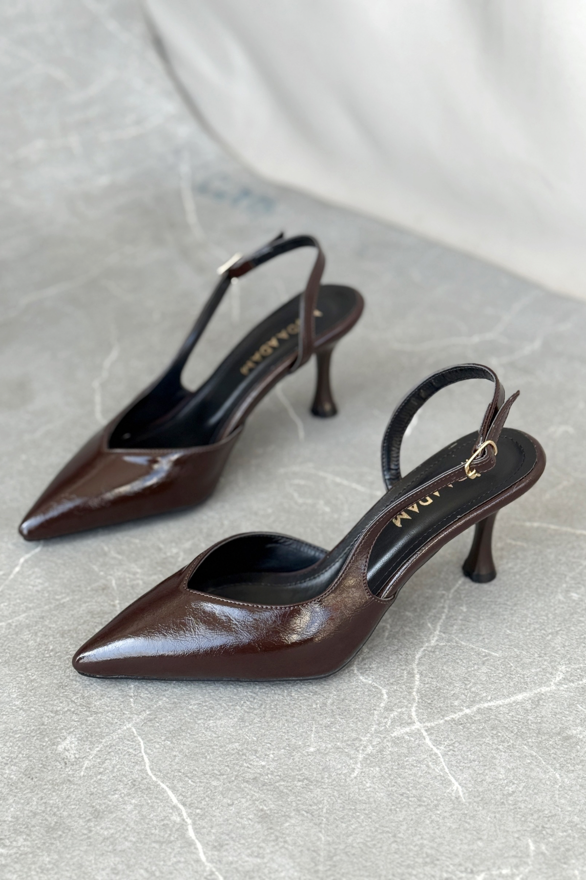 Kadın Eleni İnce Topuklu Ayakkabı - Kahve-Rugan