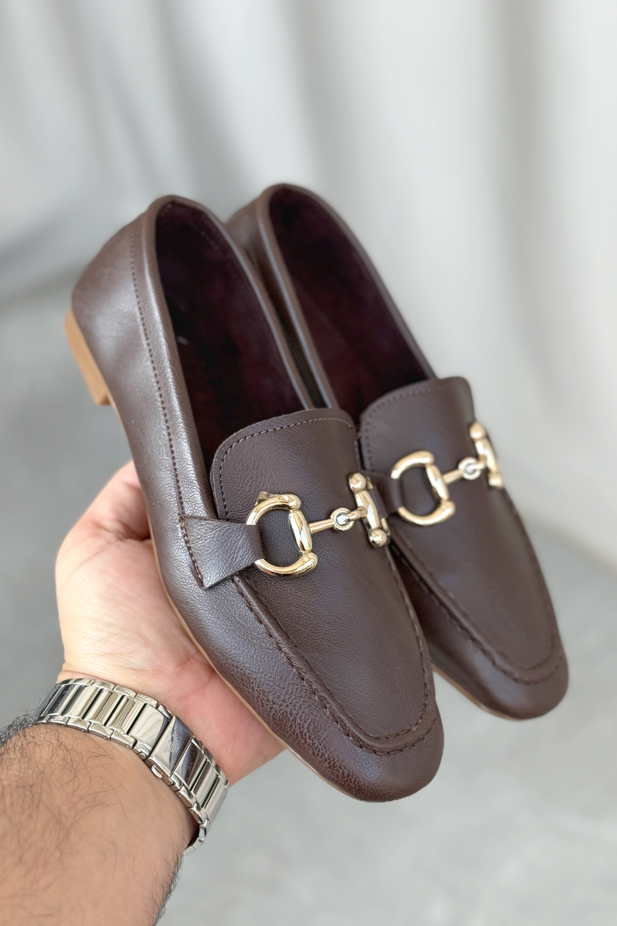 Kadın Pixo Düz Taban Babet - Kahve-Deri