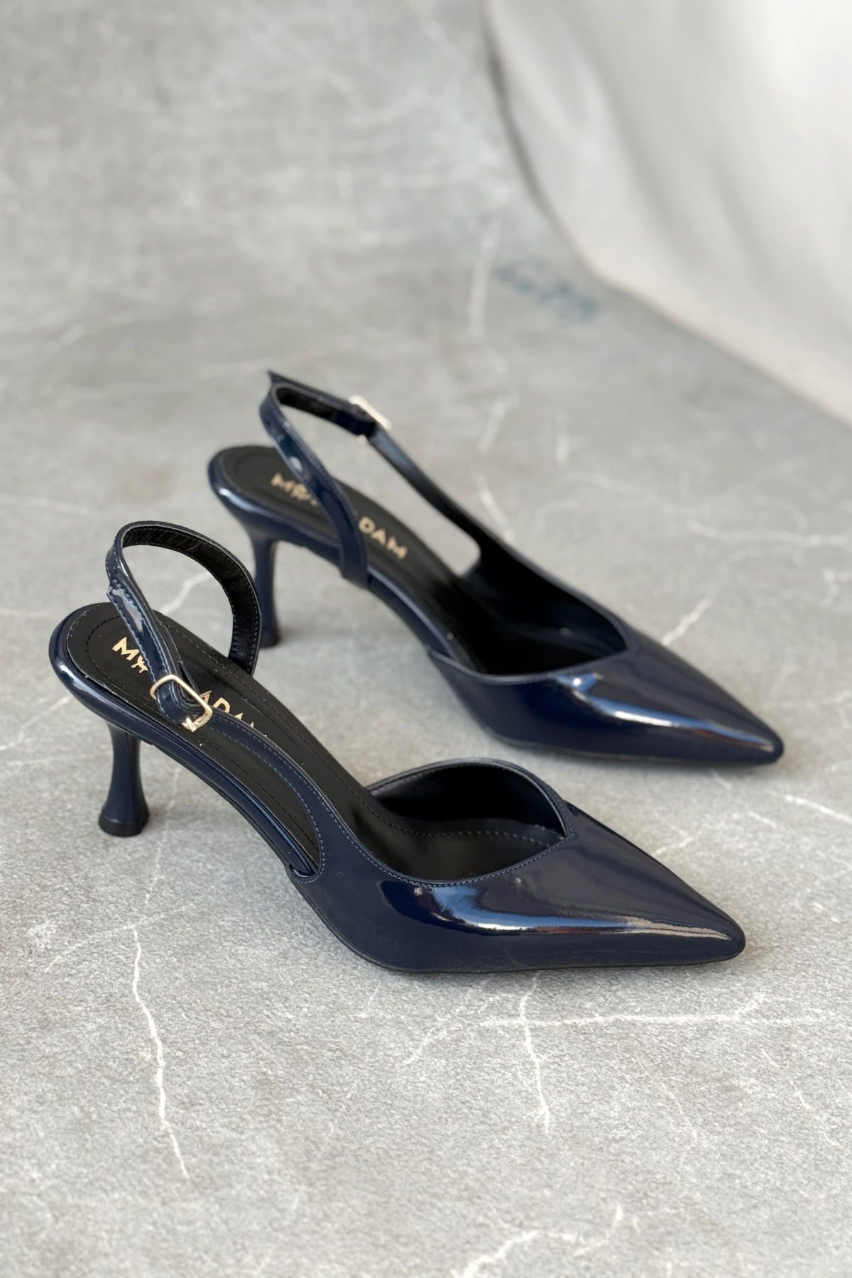 Kadın Eleni İnce Topuklu Ayakkabı - Lacivert-Rugan