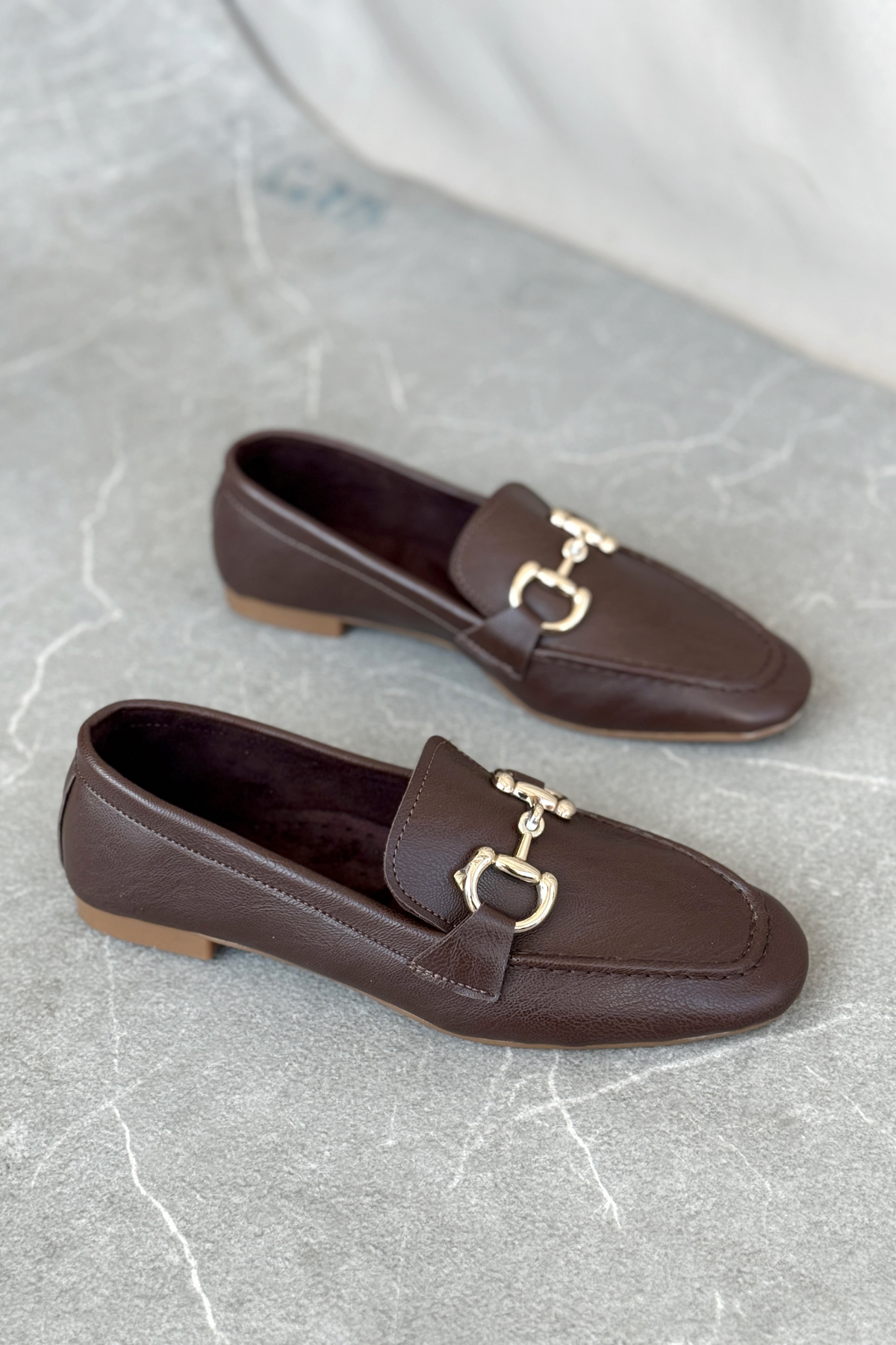 Kadın Pixo Düz Taban Babet - Kahve-Deri