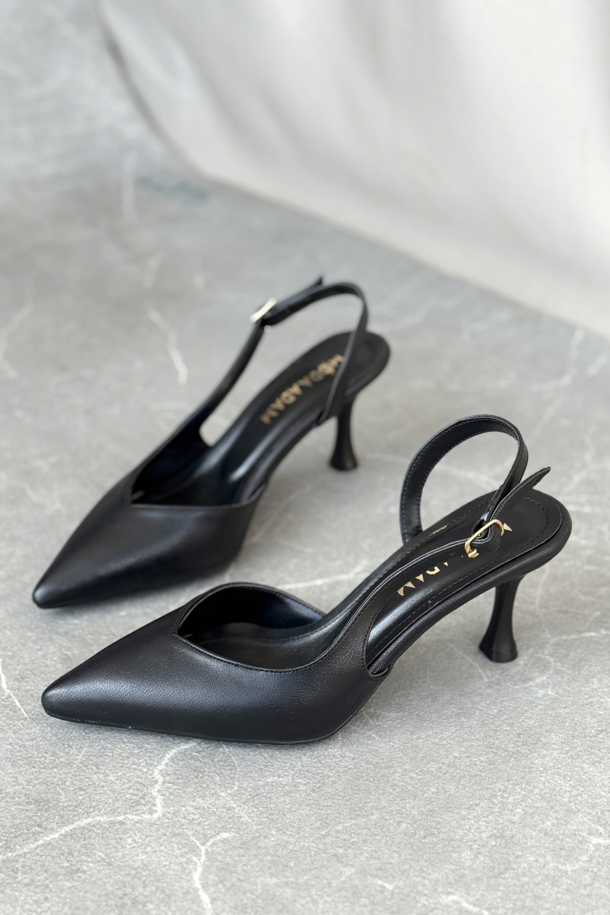 Kadın Eleni İnce Topuklu Ayakkabı - siyah-deri