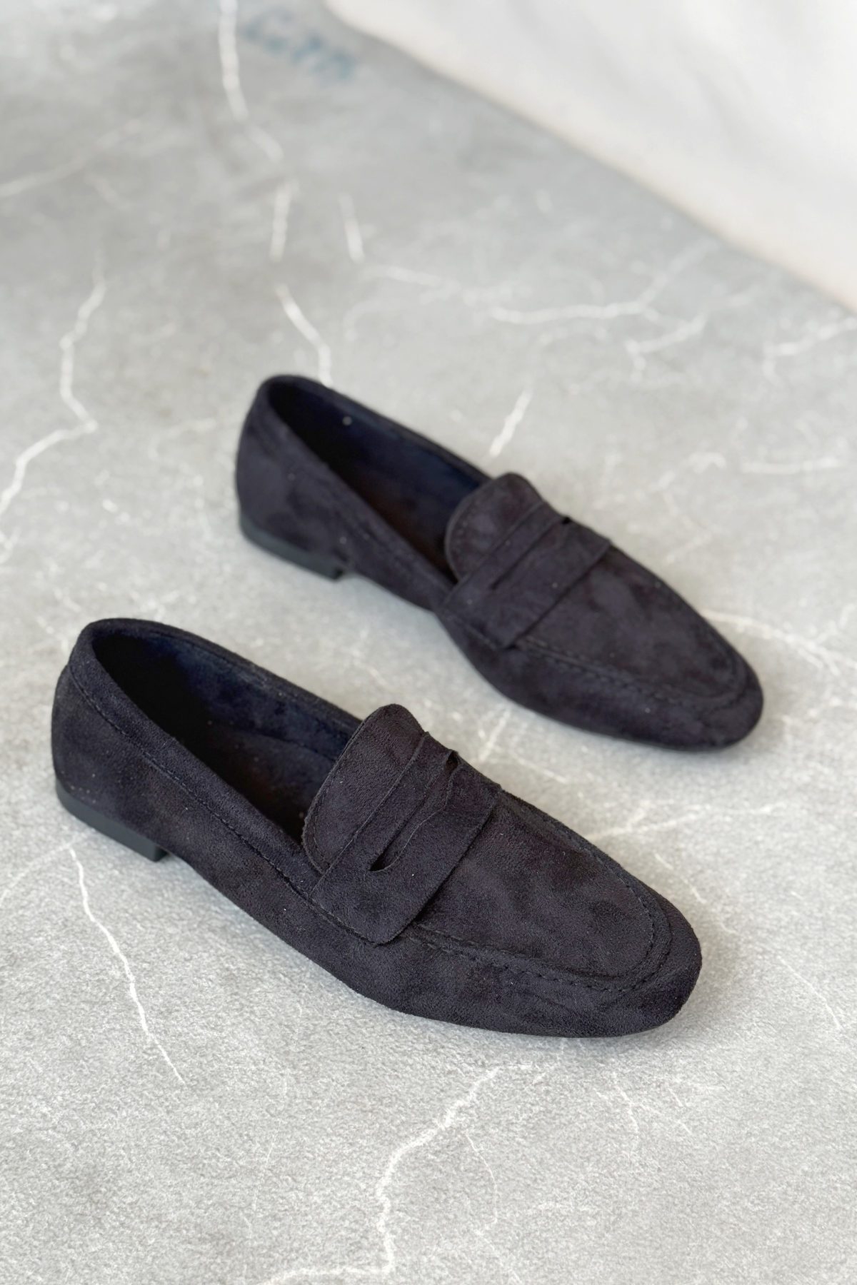 Kadın Olbin Düz Taban Babet - Siyah Süet