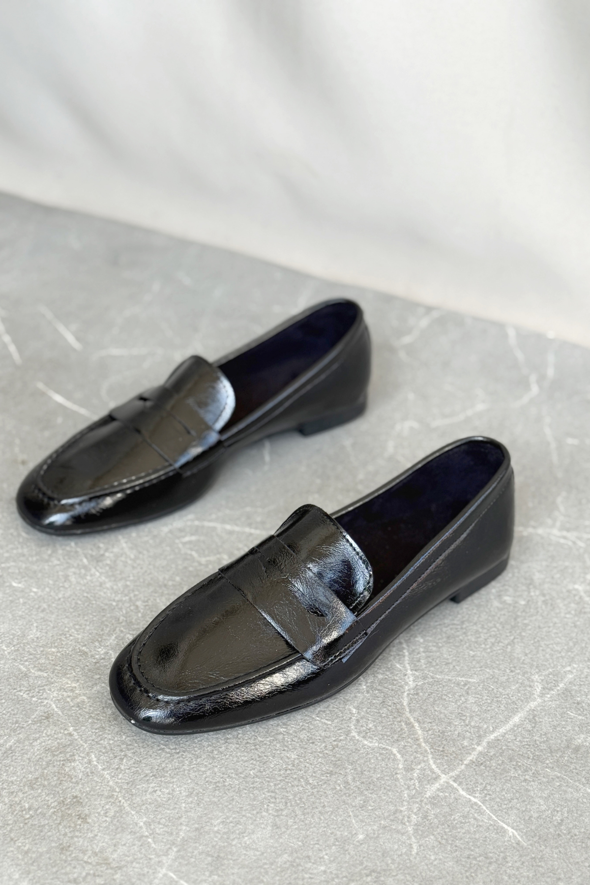 Kadın Olbin Düz Taban Babet - siyah-rugan