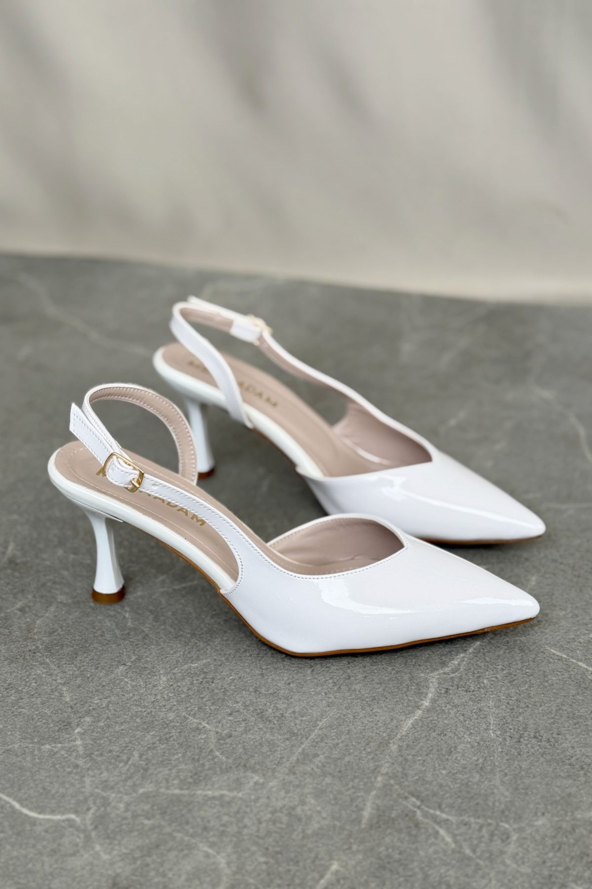Kadın Eleni İnce Topuklu Ayakkabı - Beyaz-Rugan