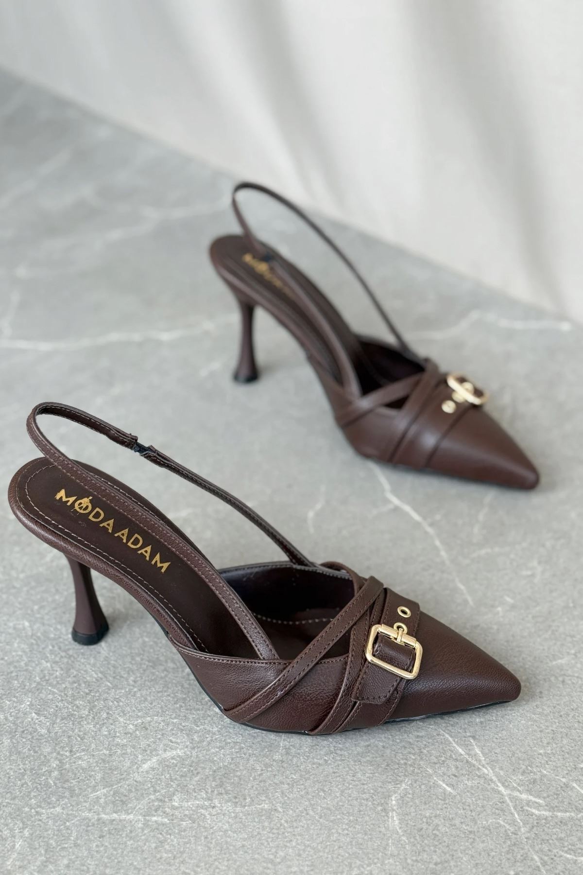 Kadın Wille İnce Topuklu Ayakkabı - Kahve-Deri