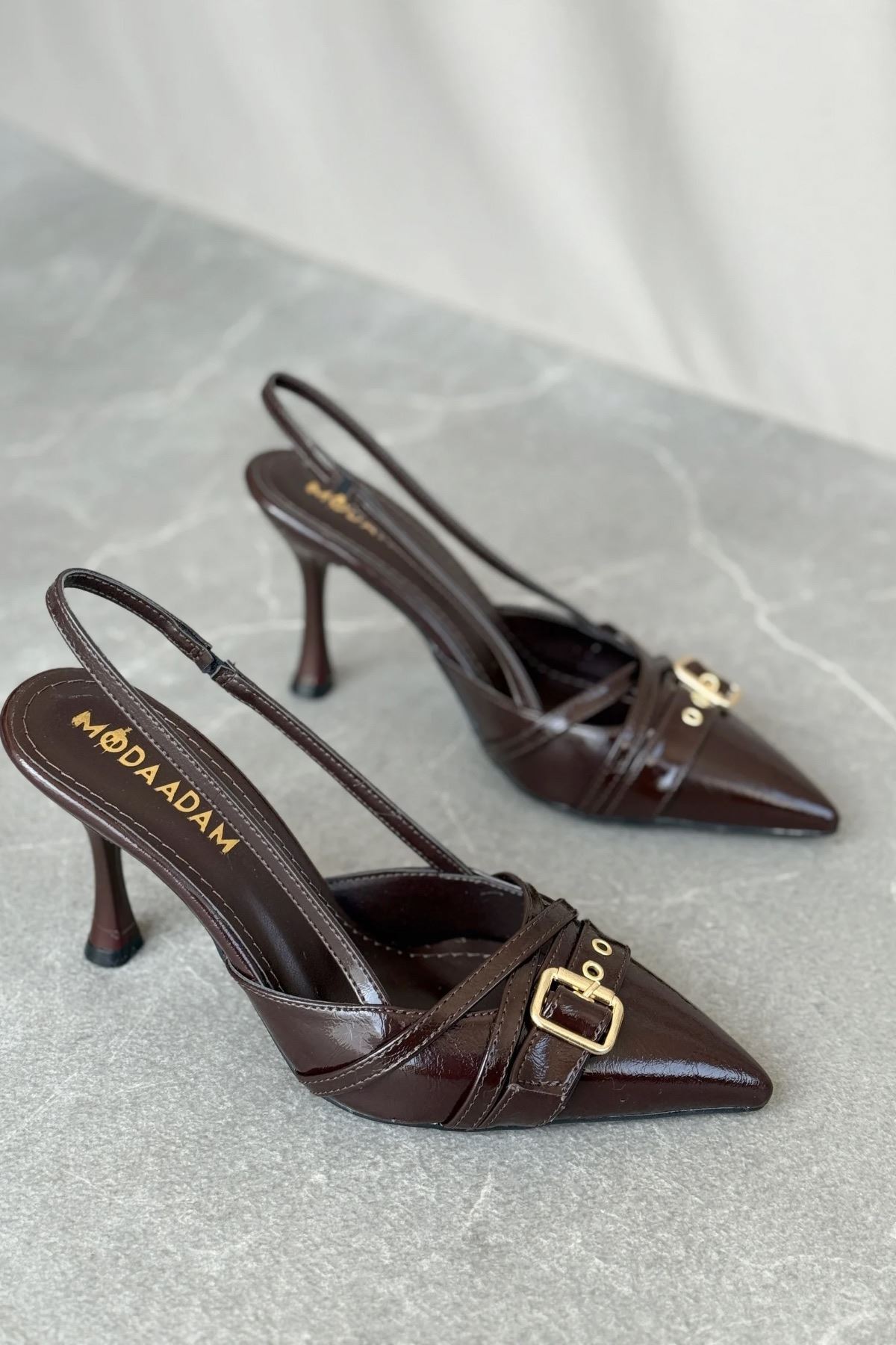 Kadın Wille İnce Topuklu Ayakkabı - Kahve-Rugan