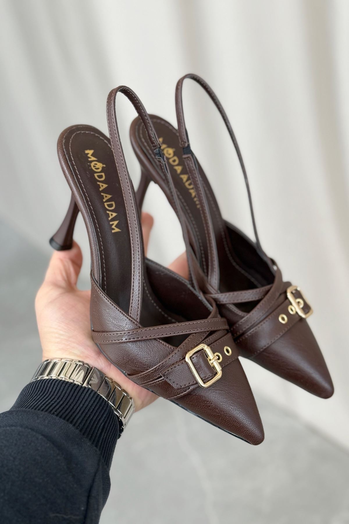 Kadın Wille İnce Topuklu Ayakkabı - Kahve-Deri