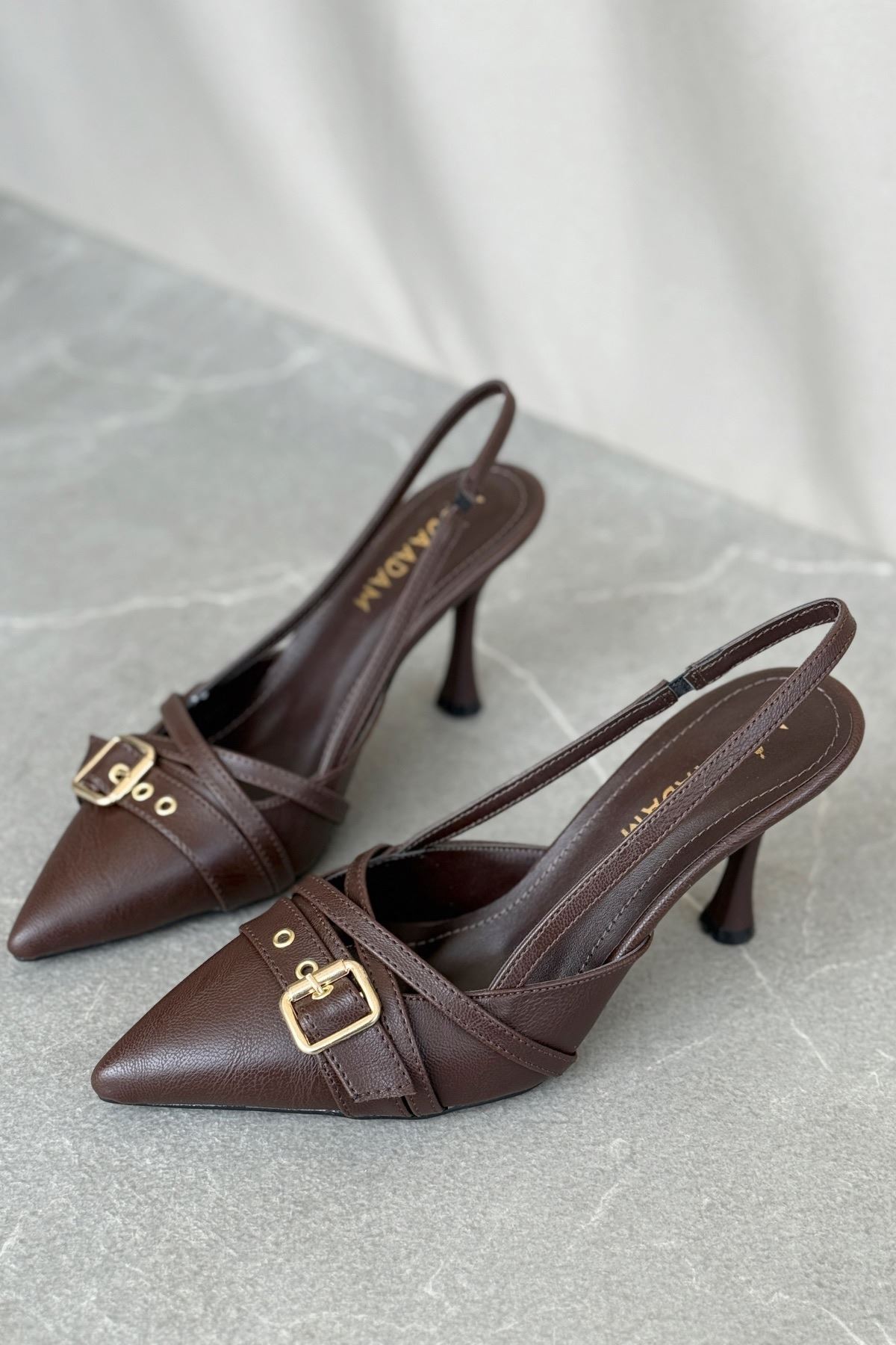Kadın Wille İnce Topuklu Ayakkabı - Kahve-Deri