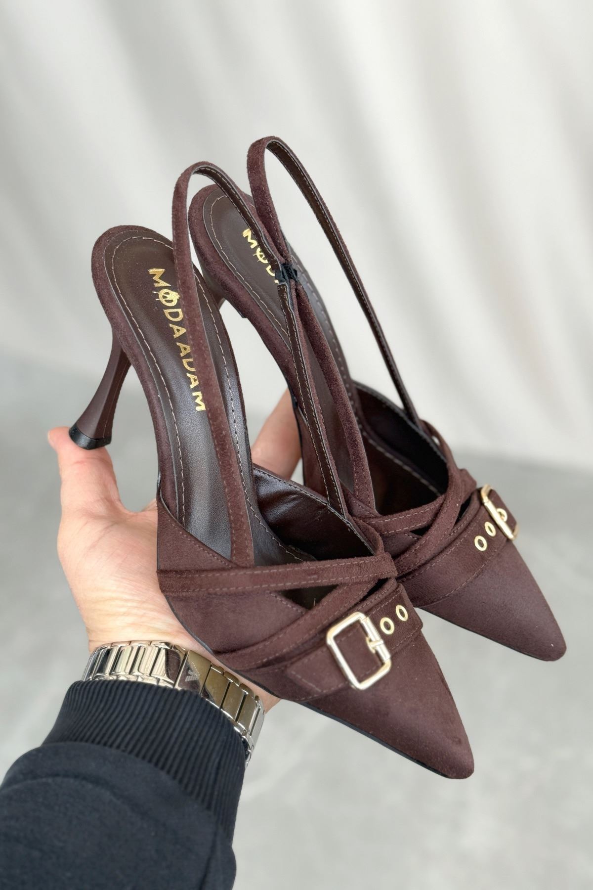 Kadın Wille İnce Topuklu Ayakkabı - Kahve-Süet