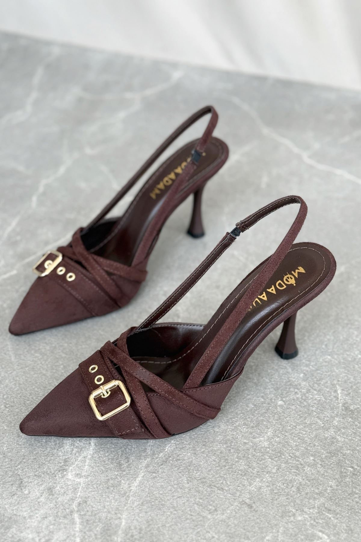 Kadın Wille İnce Topuklu Ayakkabı - Kahve-Süet