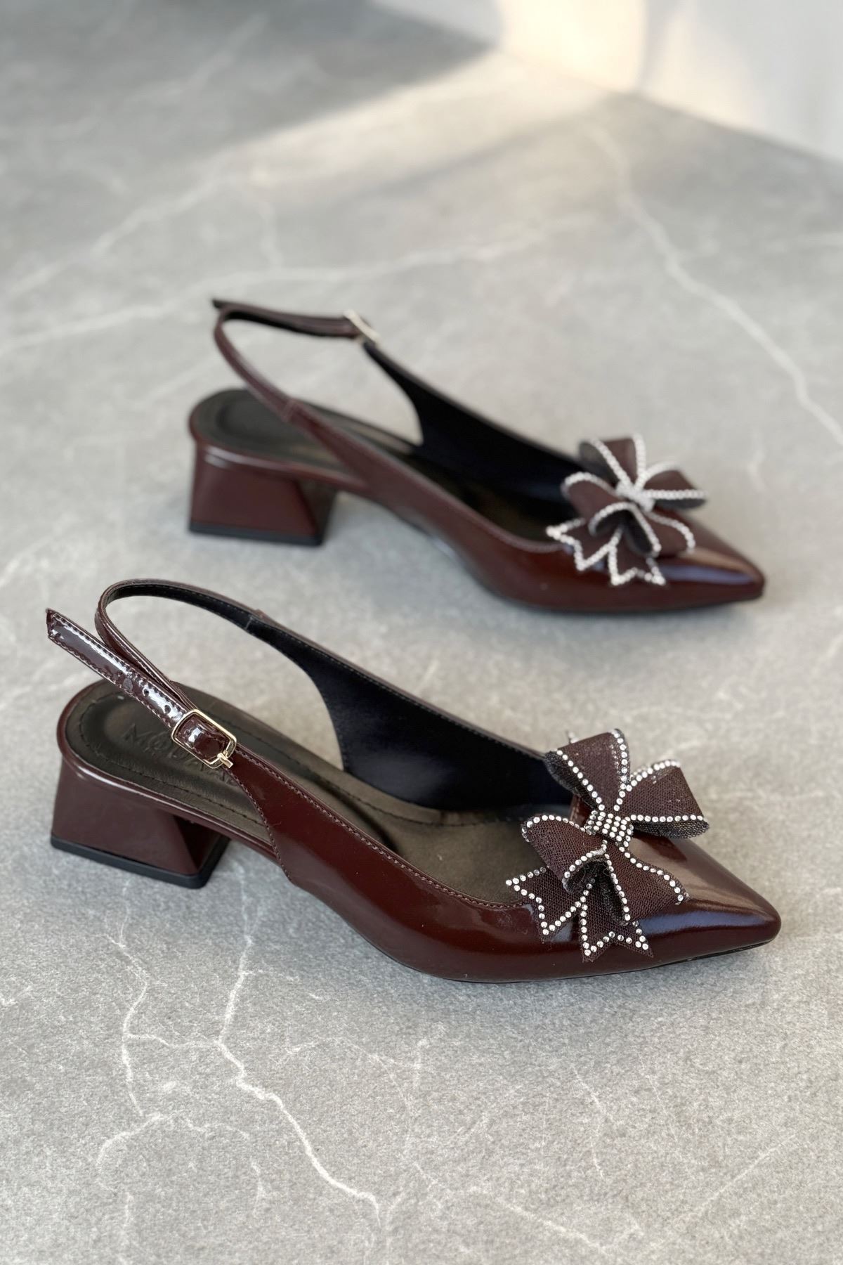 Kadın Howen Kısa Topuklu Ayakkabı - Kahve-Rugan