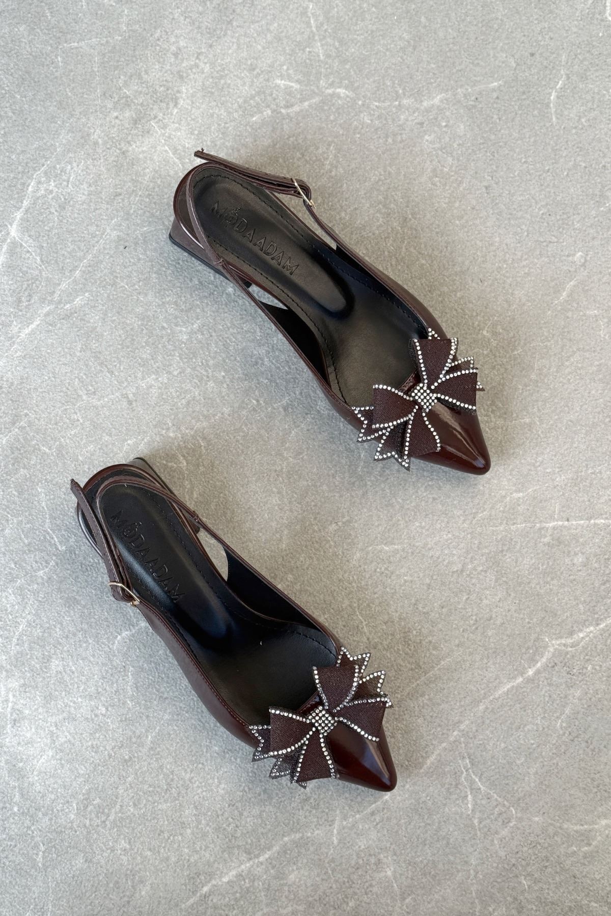 Kadın Howen Kısa Topuklu Ayakkabı - Kahve-Rugan