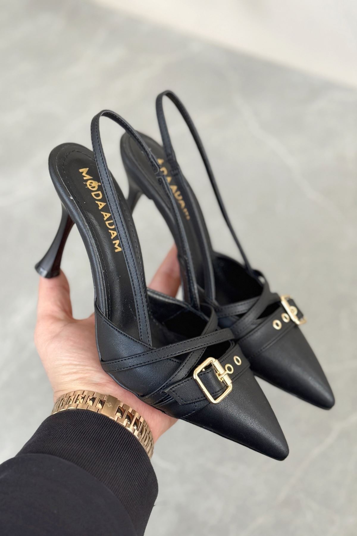 Kadın Wille İnce Topuklu Ayakkabı - siyah-deri