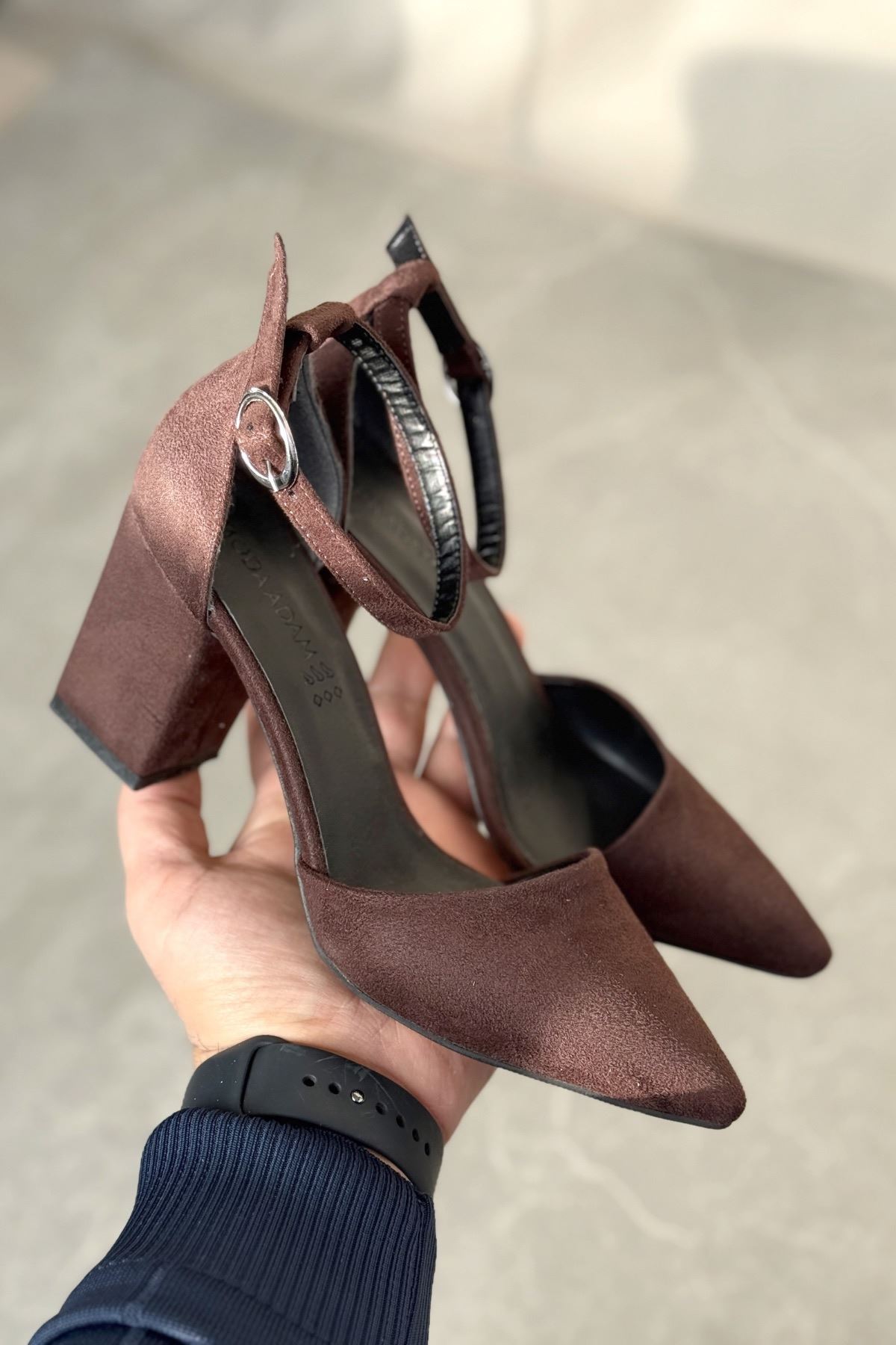 Kadın Celar Mat Deri Topuklu Ayakkabı - Kahve-Süet