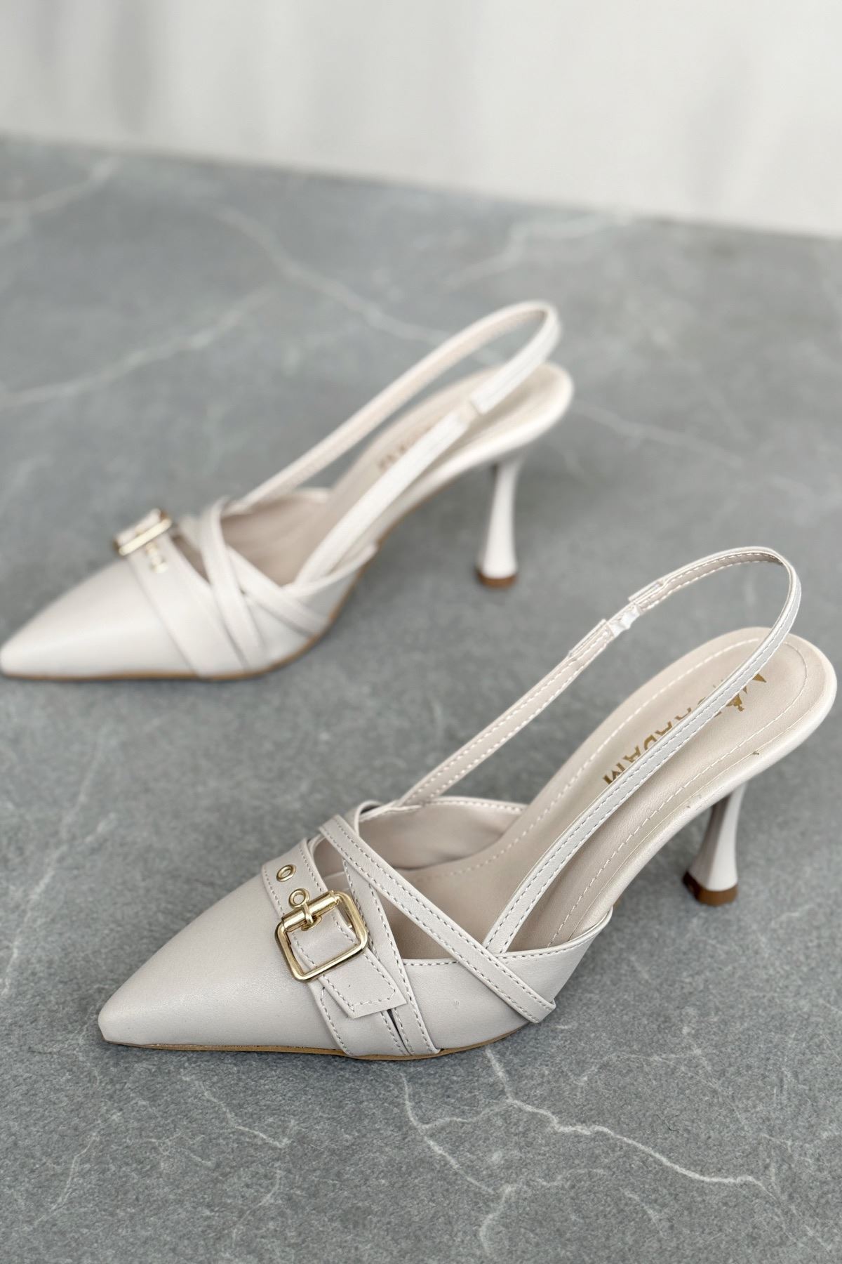 Kadın Wille İnce Topuklu Ayakkabı - Ten Deri