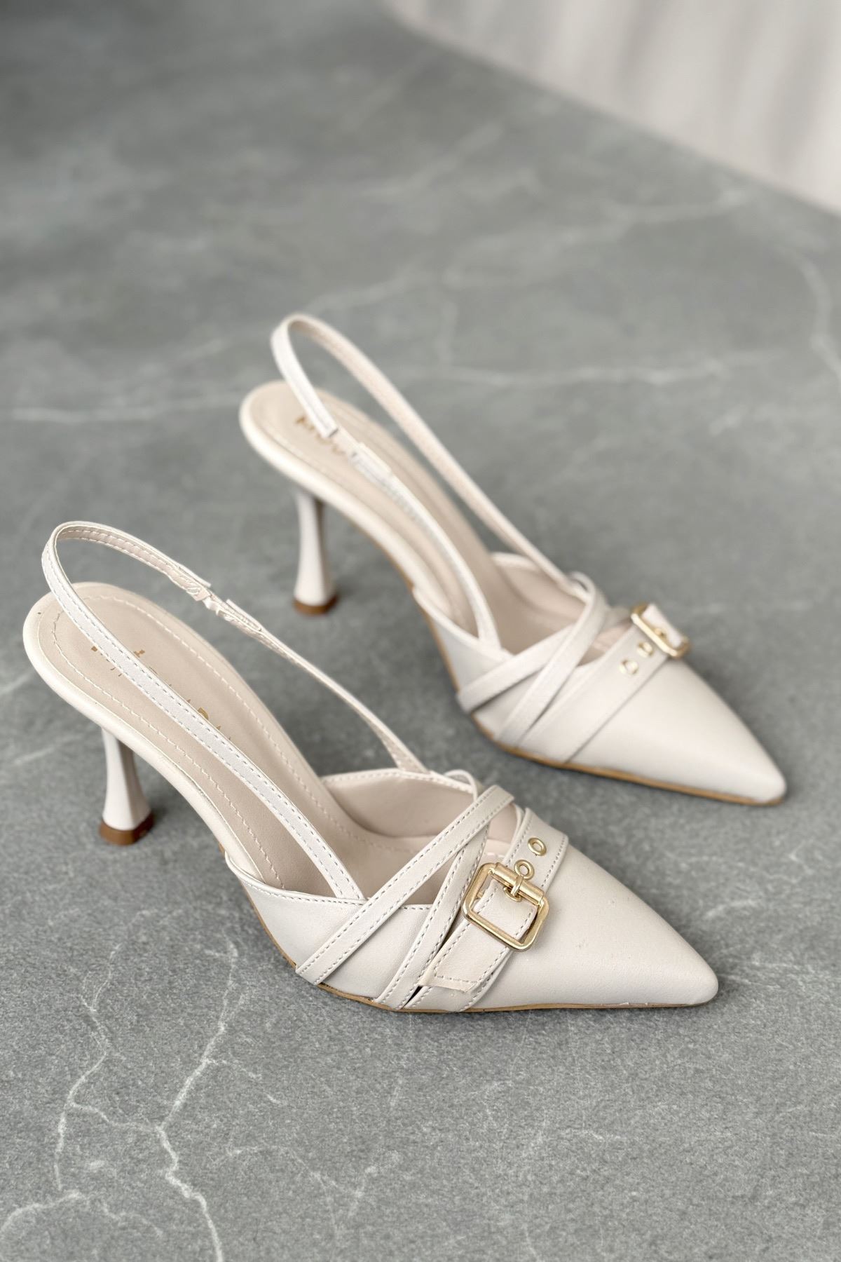 Kadın Wille İnce Topuklu Ayakkabı - Ten Deri