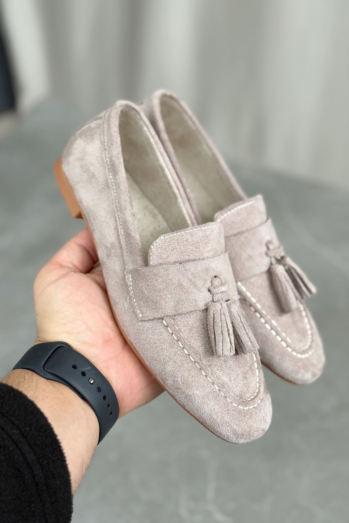 Kadın Boos Düz Taban Püsküllü Babet - Vizon