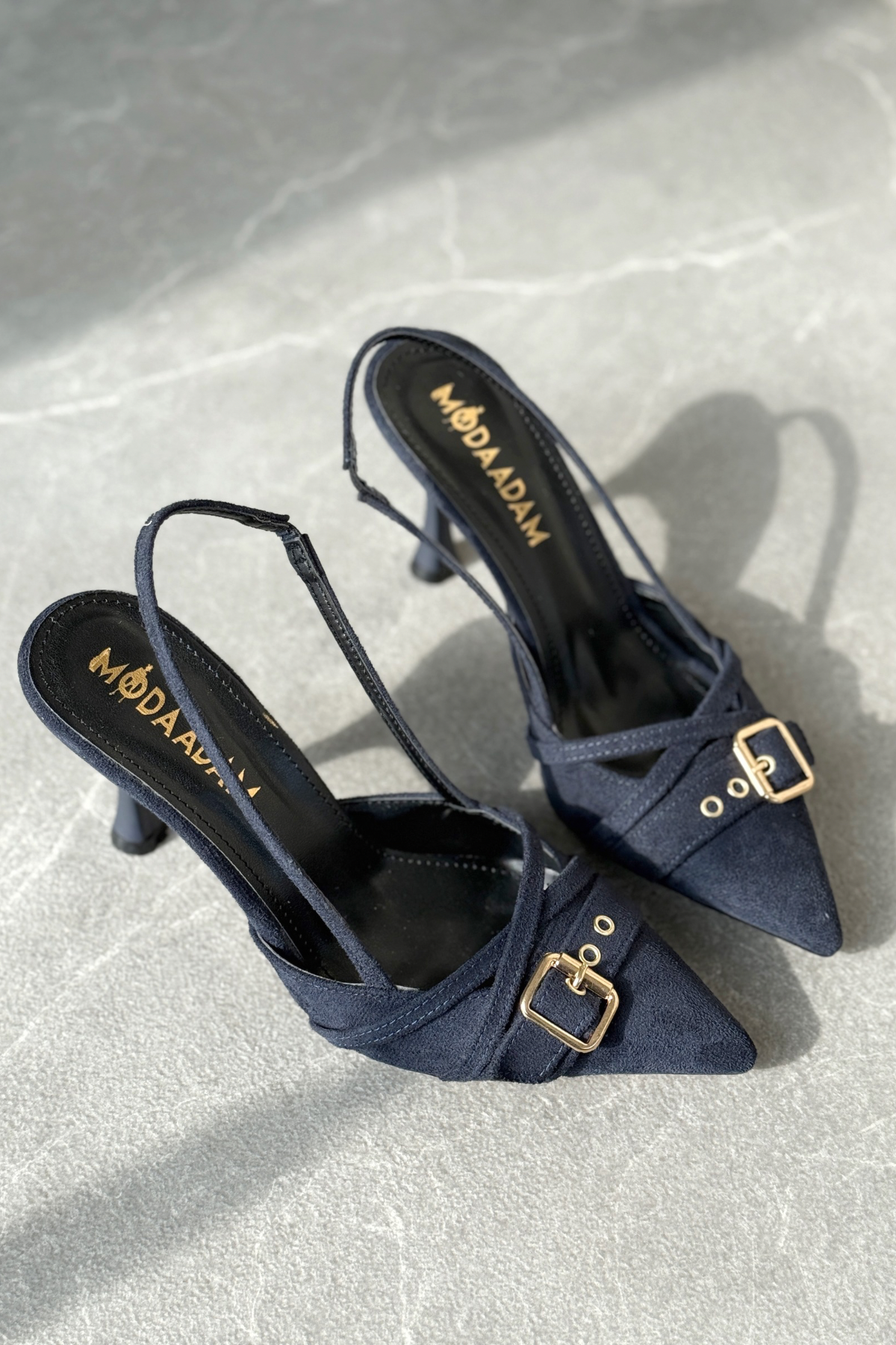 Kadın Wille İnce Topuklu Ayakkabı - Lacivert-Süet