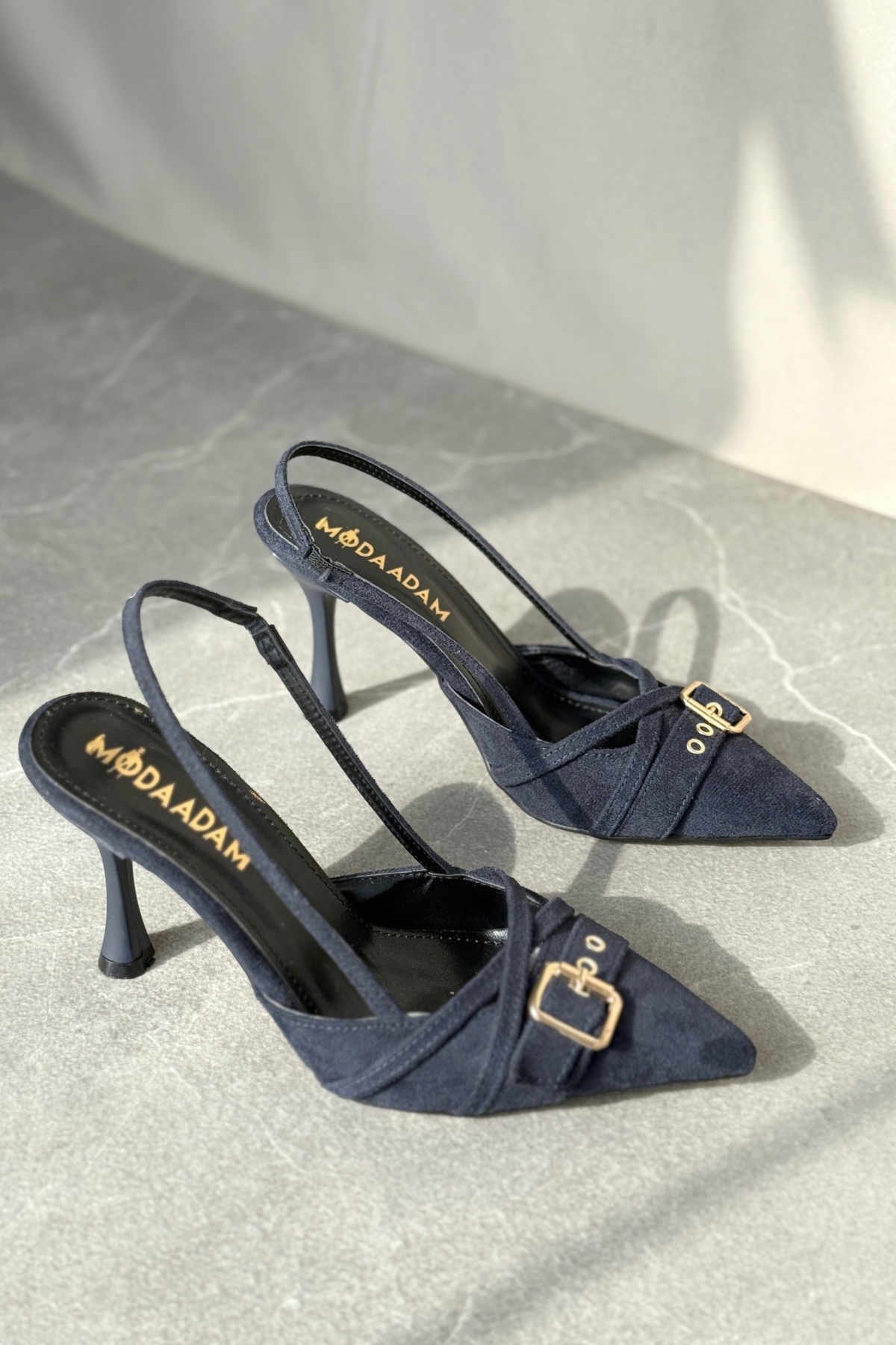 Kadın Wille İnce Topuklu Ayakkabı - Lacivert-Süet