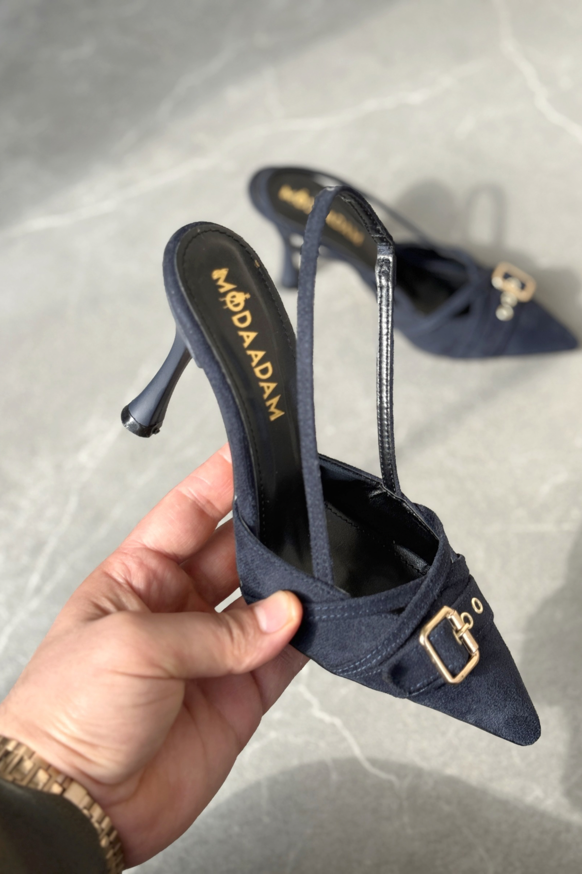 Kadın Wille İnce Topuklu Ayakkabı - Lacivert-Süet