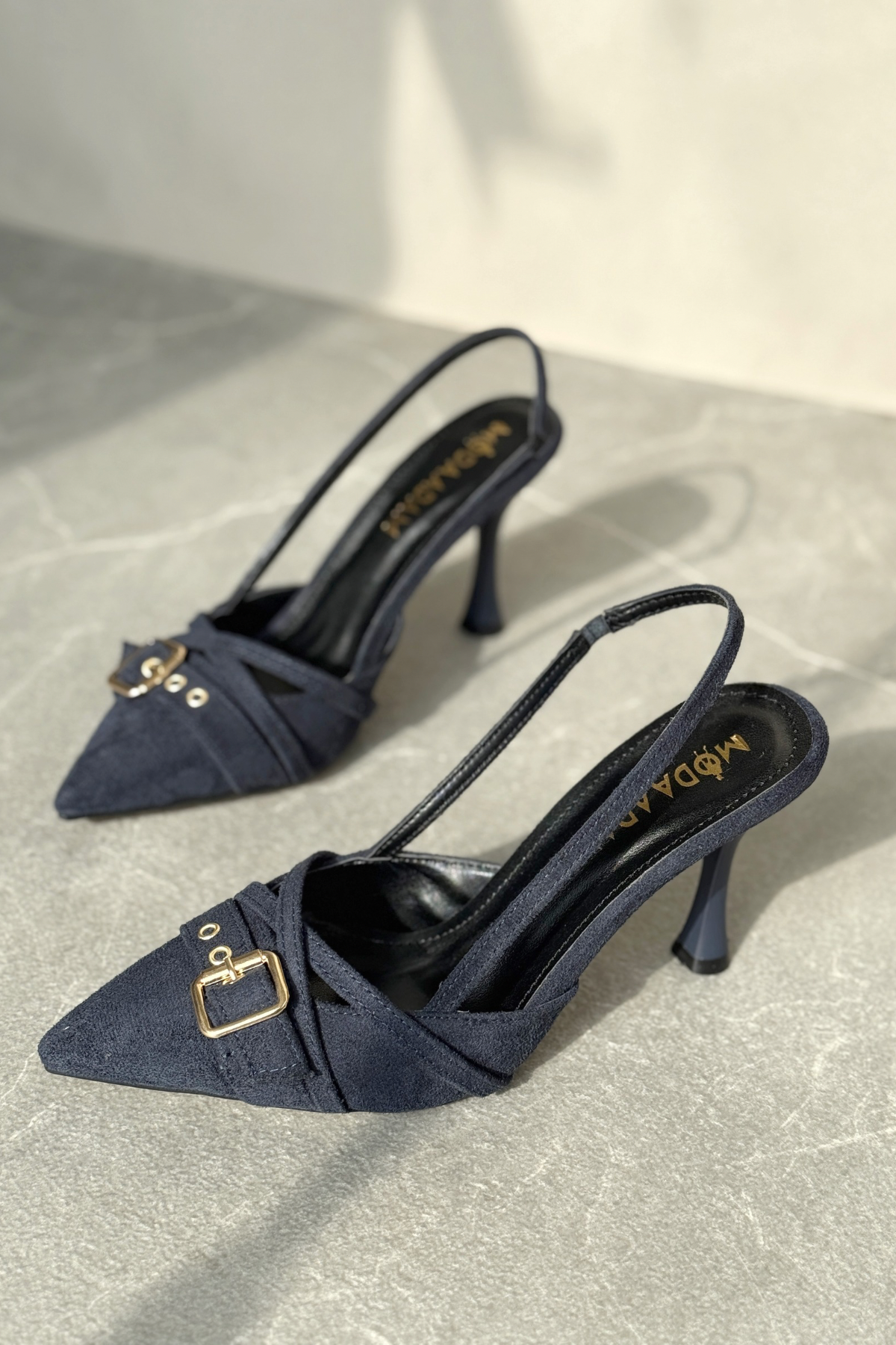 Kadın Wille İnce Topuklu Ayakkabı - Lacivert-Süet