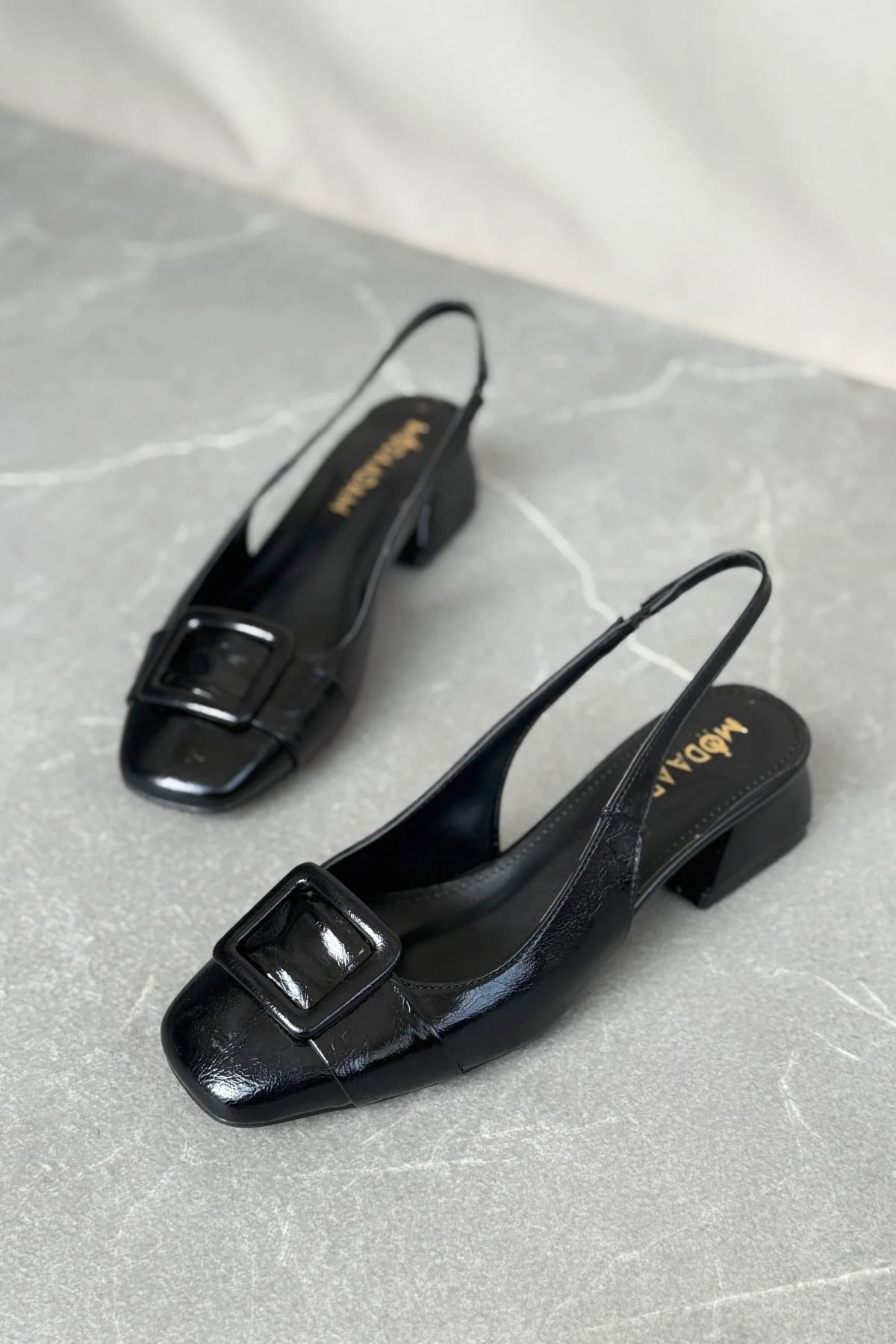 Kadın Monet Kısa Topuklu Ayakkabı - siyah-rugan