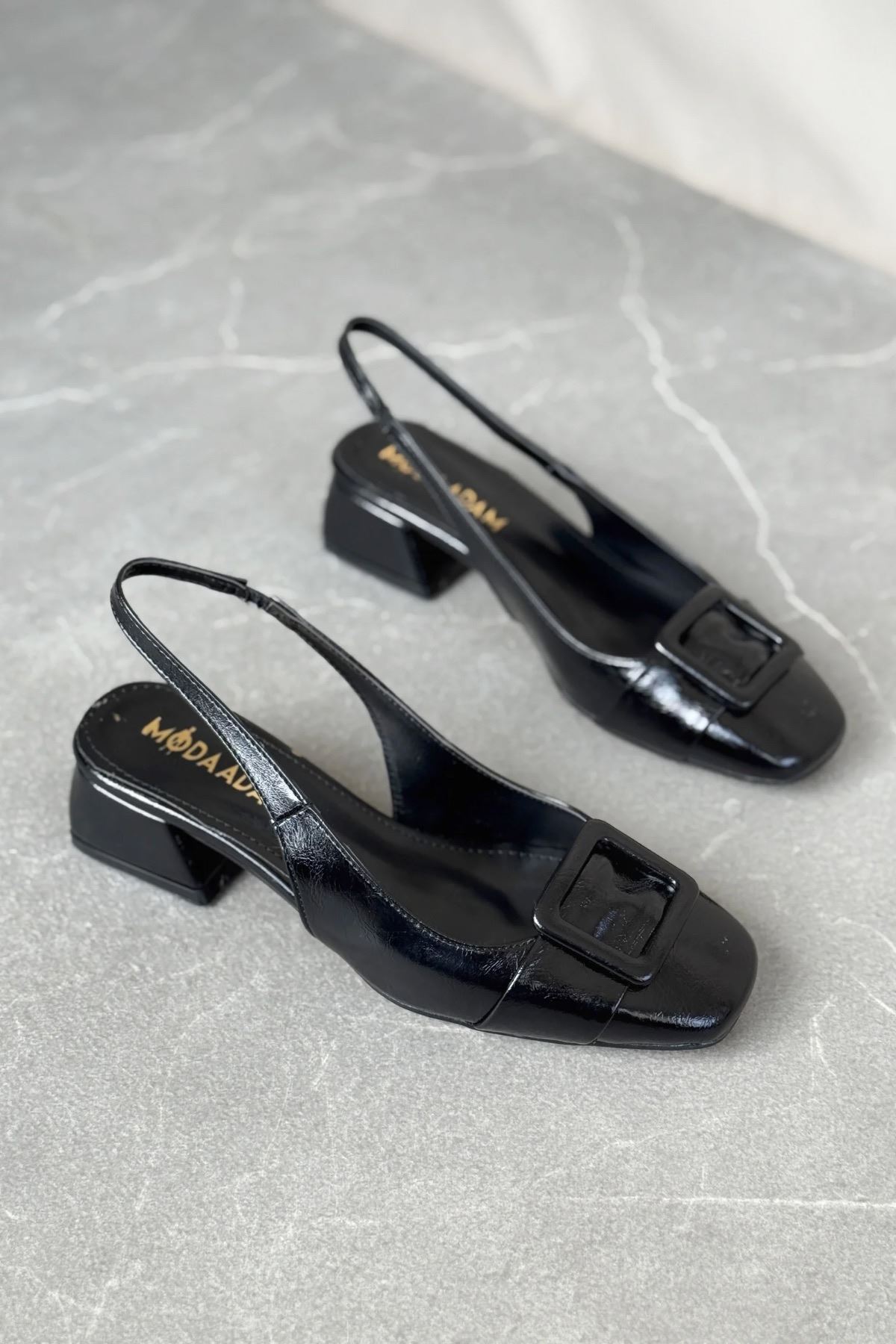 Kadın Monet Kısa Topuklu Ayakkabı - siyah-rugan