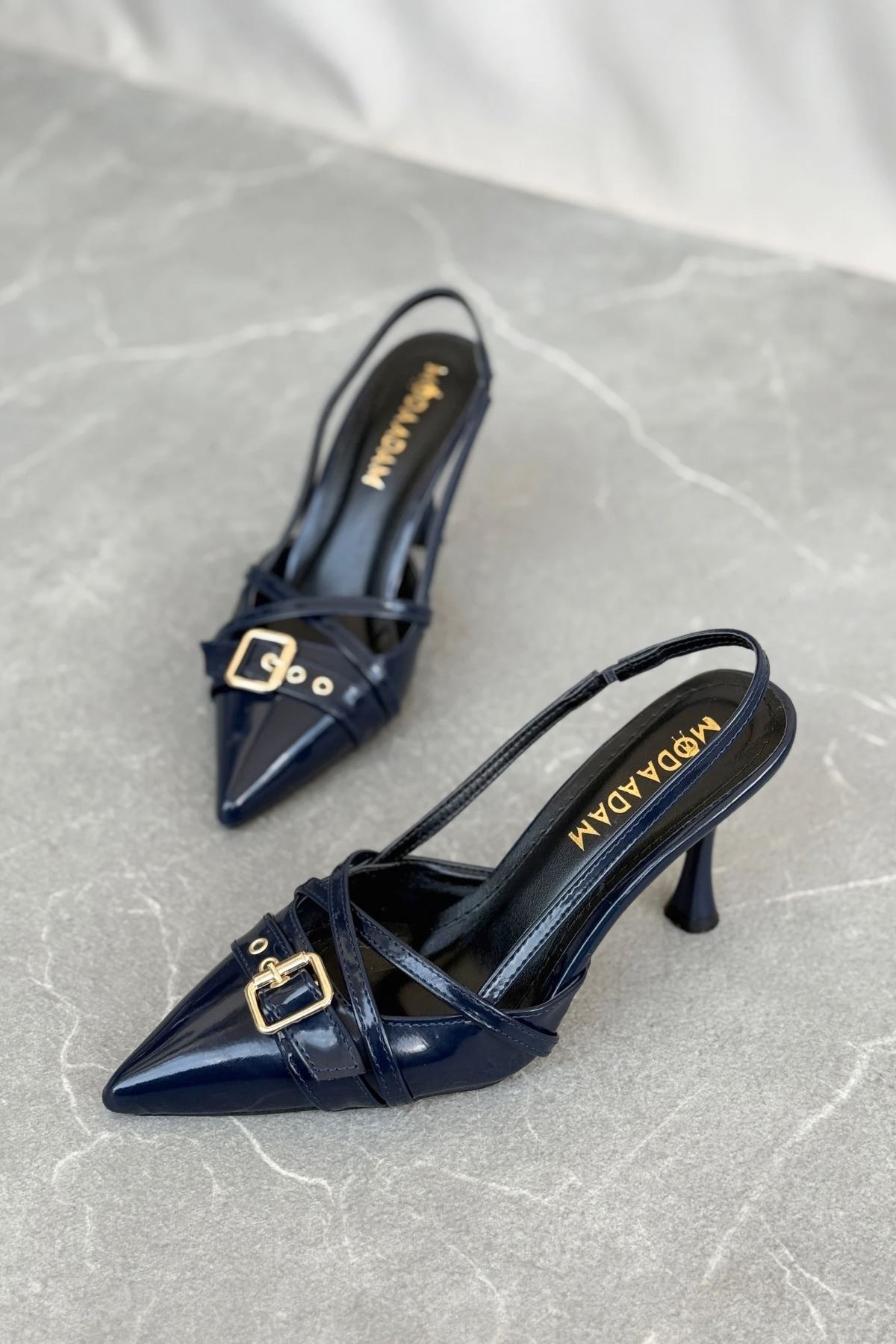 Kadın Wille İnce Topuklu Ayakkabı - Lacivert-Rugan