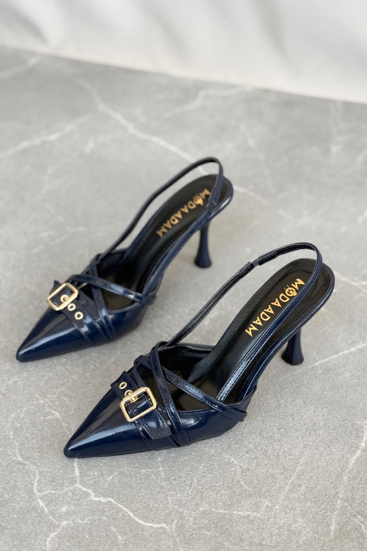 Kadın Wille İnce Topuklu Ayakkabı - Lacivert-Rugan