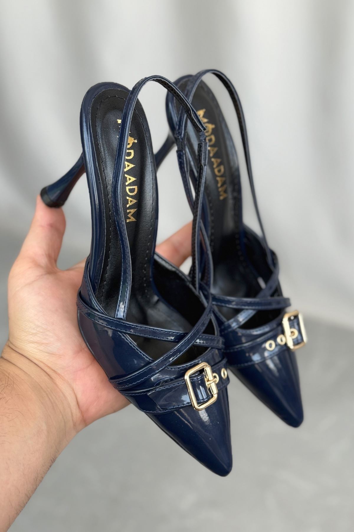 Kadın Wille İnce Topuklu Ayakkabı - Lacivert-Rugan