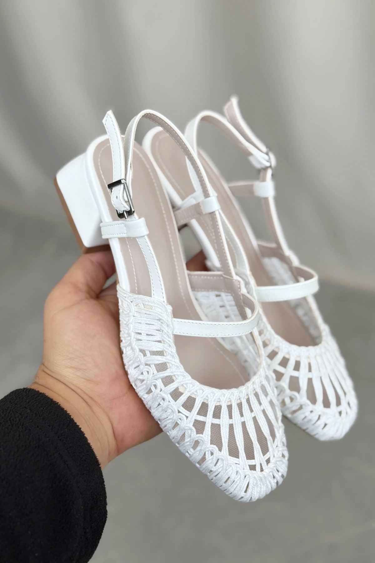 Kadın Cerny Kısa Topuklu Örgülü Ayakkabı - Beyaz