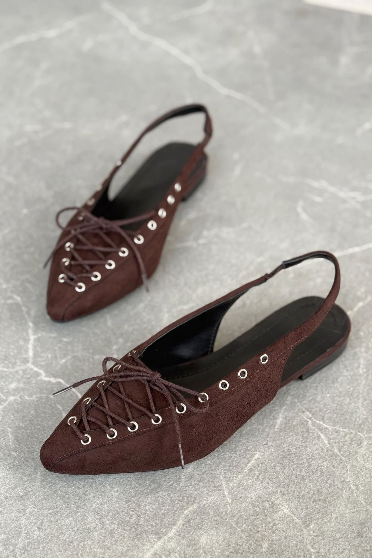 Kadın Tosac Bağcıklı Babet - Kahve-Süet