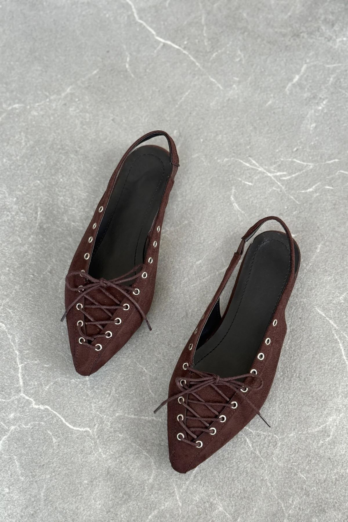 Kadın Tosac Bağcıklı Babet - Kahve-Süet