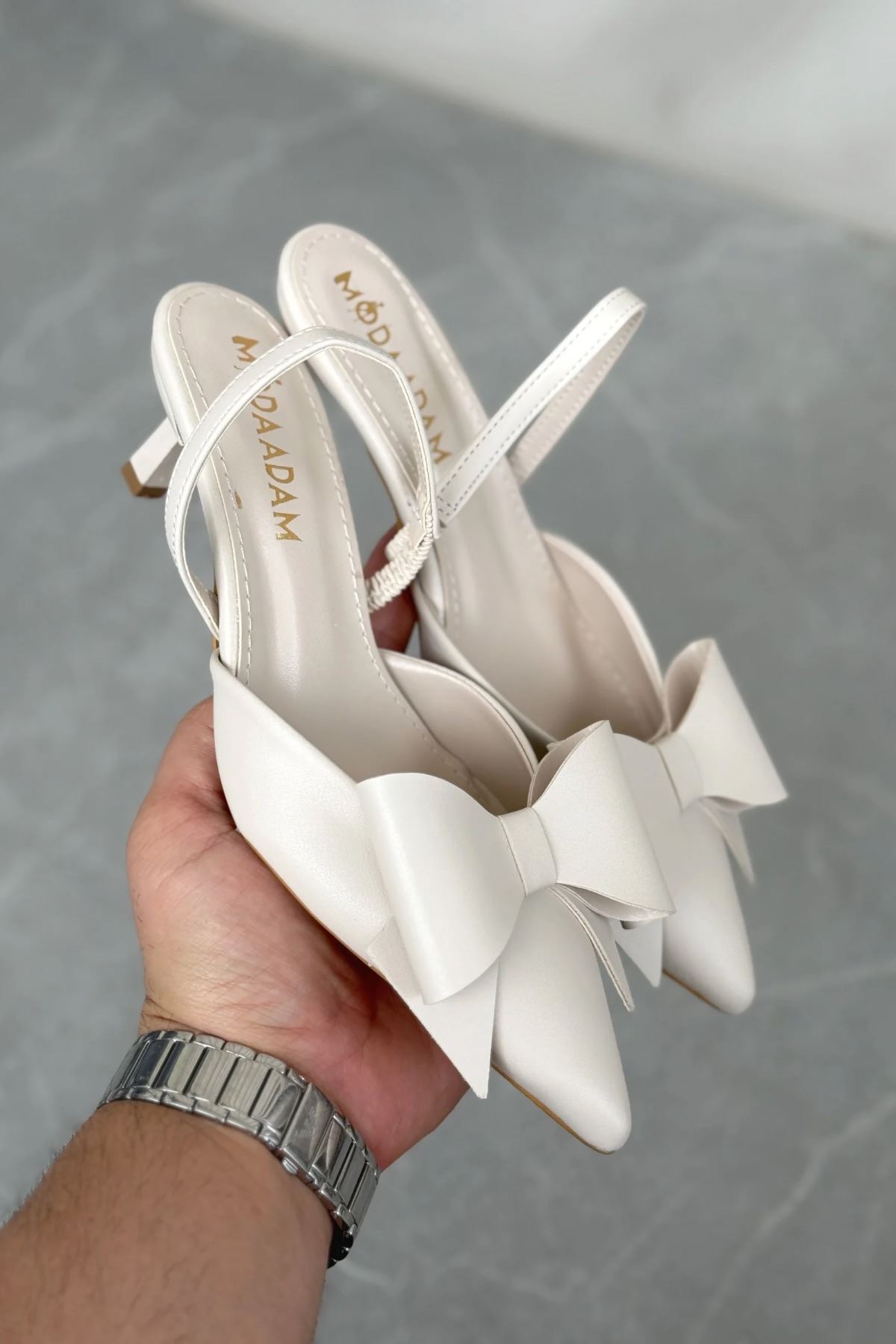 Kadın Cupe İnce Kısa Topuklu Ayakkabı - Ten Deri