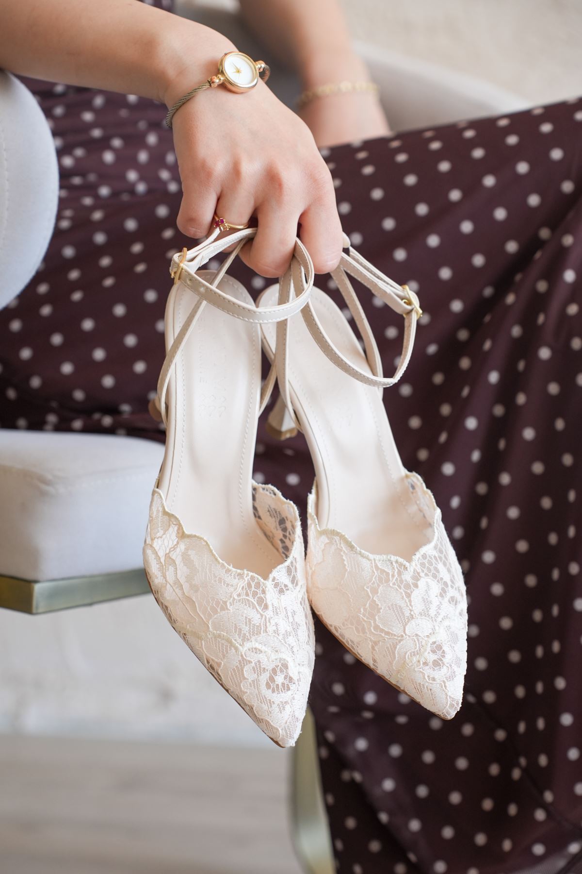 Kadın Beyrut Dantelli Topuklu Ayakkabı - Ten