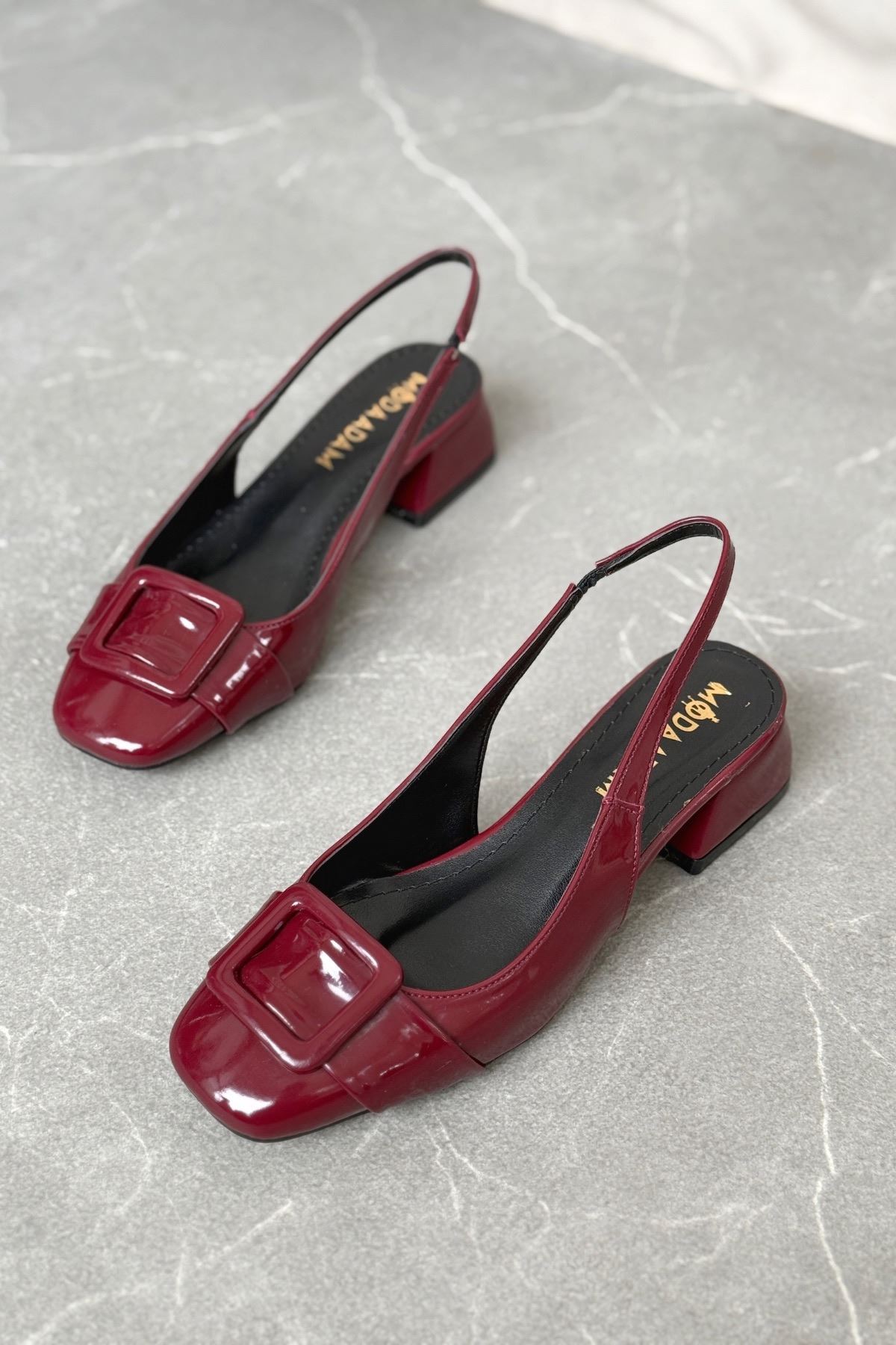 Kadın Monet Kısa Topuklu Ayakkabı - Bordo-Rugan