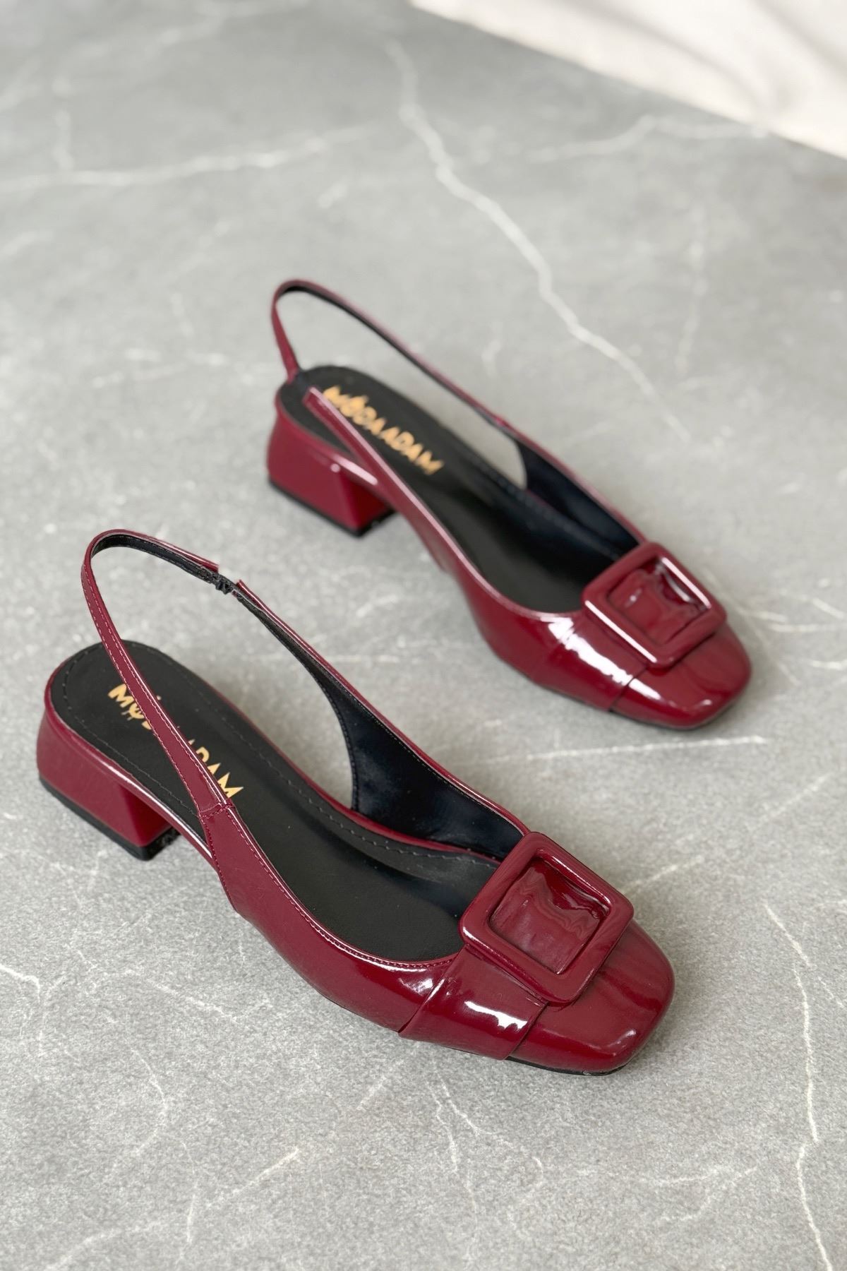 Kadın Monet Kısa Topuklu Ayakkabı - Bordo-Rugan