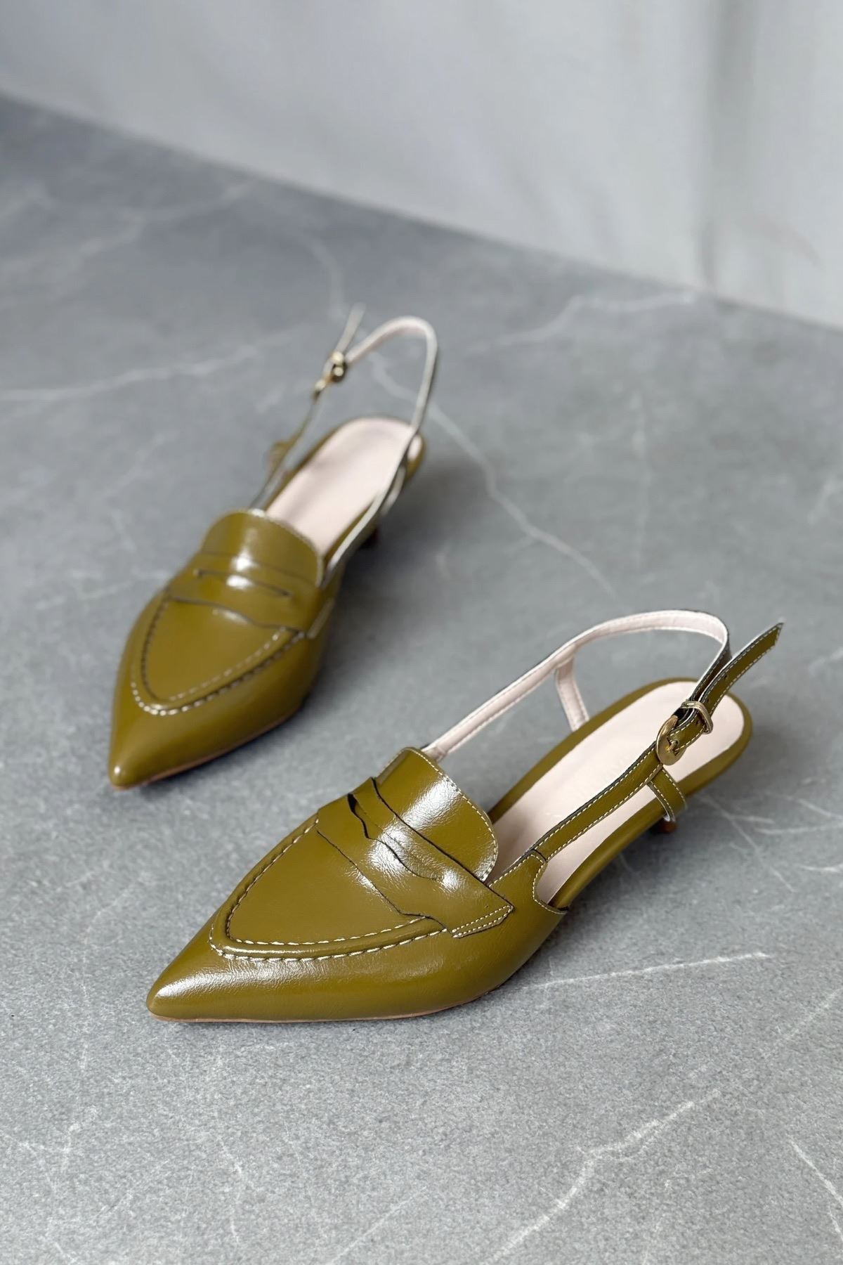 Kadın Pope Kısa Topuklu Ayakkabı - Yeşil